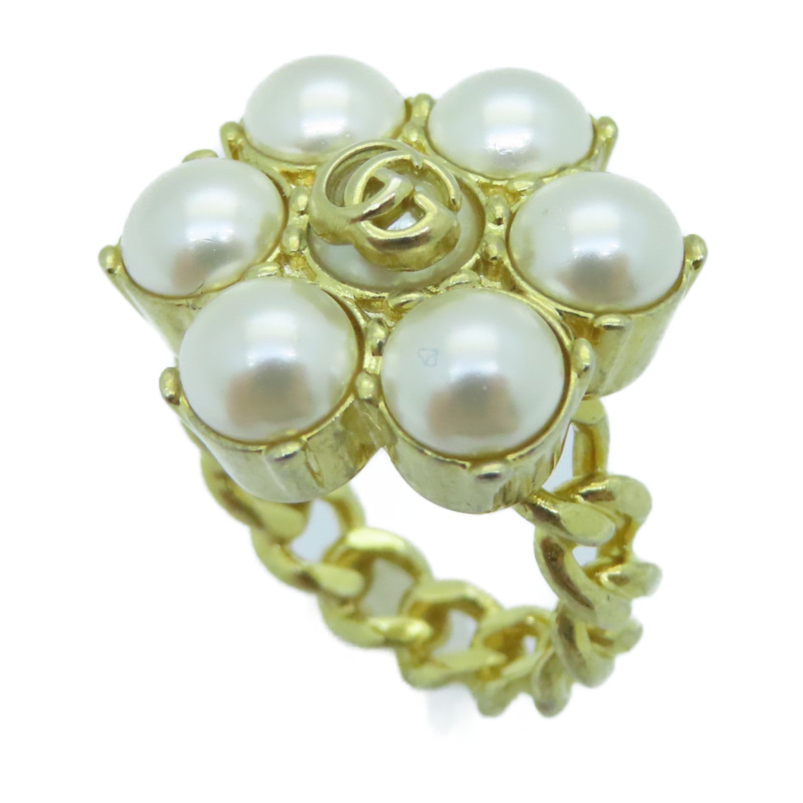 GUCCI Metal/PVC Ring White/Gold US#5.5