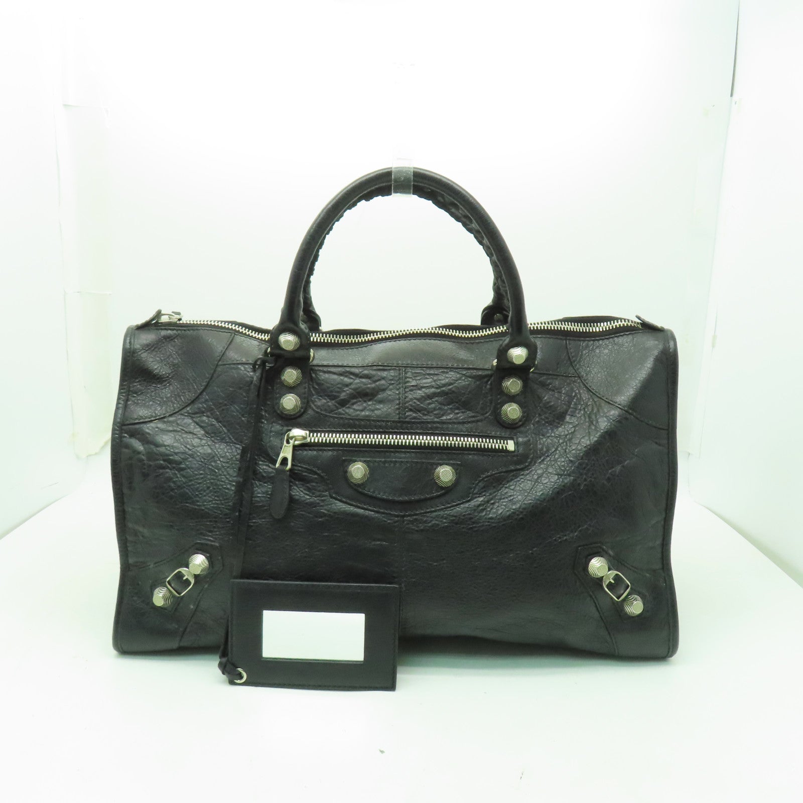 BALENCIAGA 牛皮皮革Shoulder bag銀扣肩背袋黑色