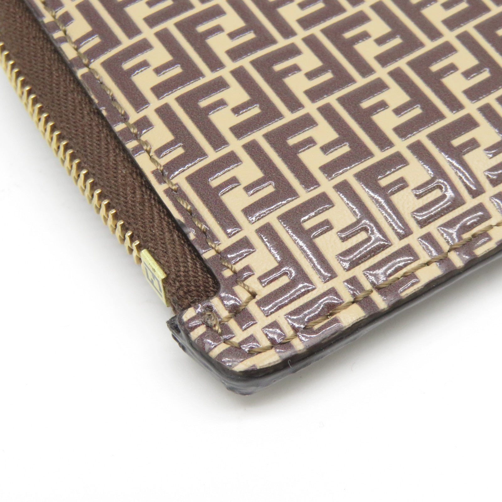 FENDI 牛皮皮革Card Case金扣卡片套啡色