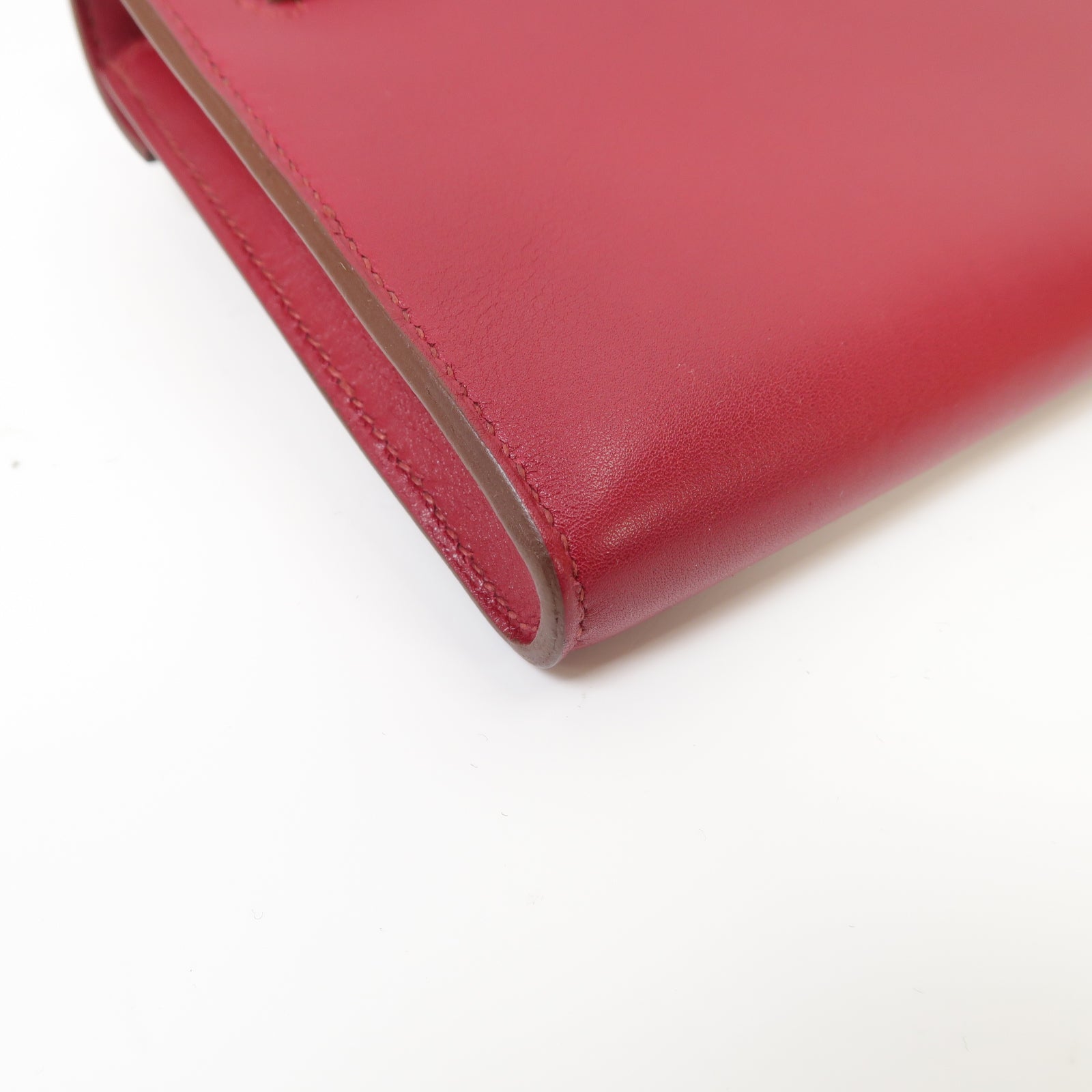 HERMES Swift皮革Kelly Cut銀扣手挽袋Ruby紅色