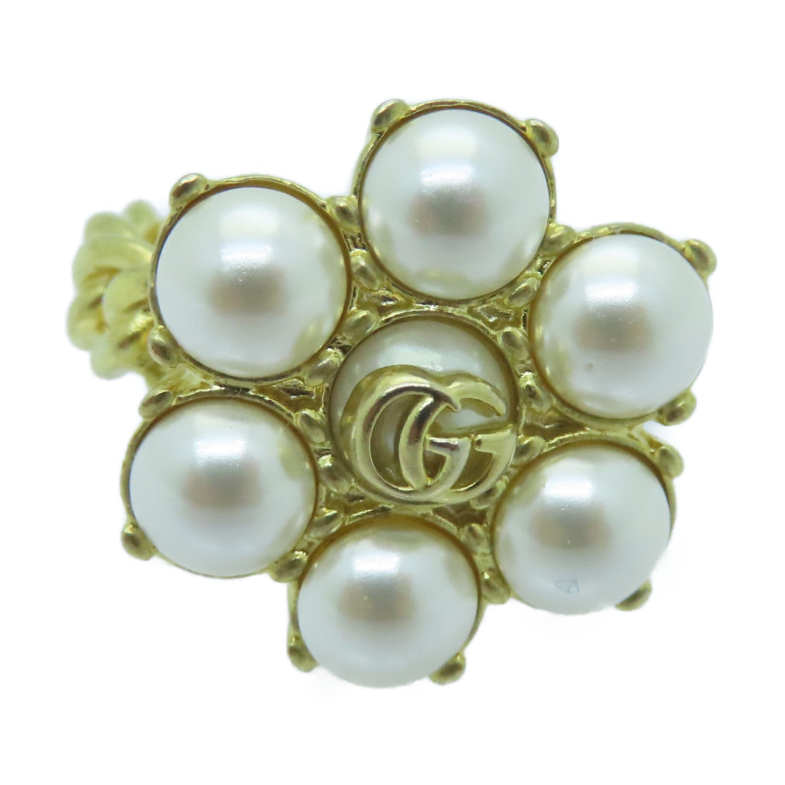 GUCCI Metal/PVC Ring White/Gold US#5.5