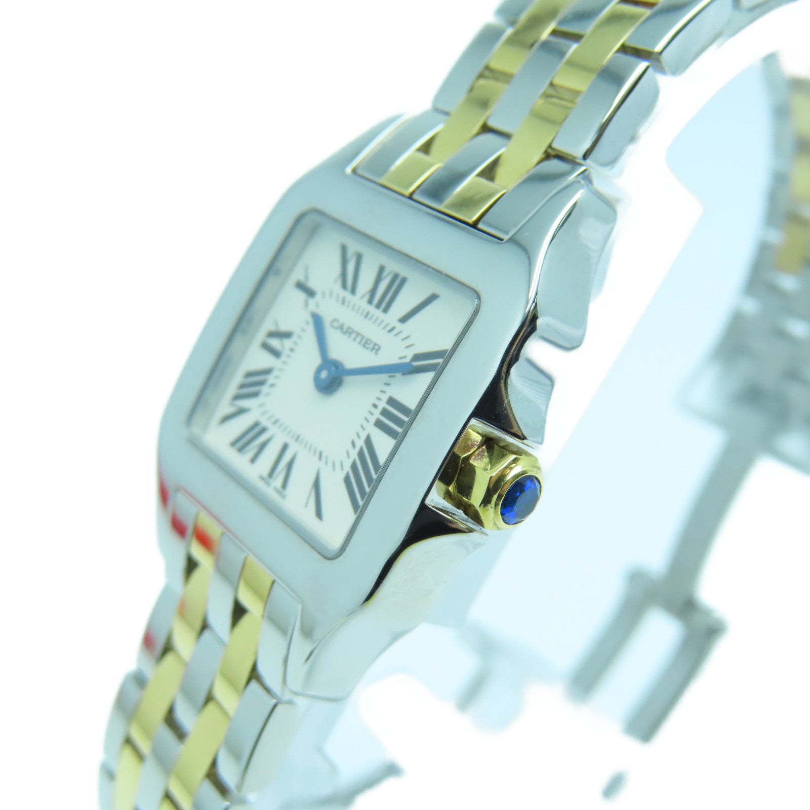 CARTIER Santos Demoiselle 18K/不鏽鋼手錶石英機芯白色