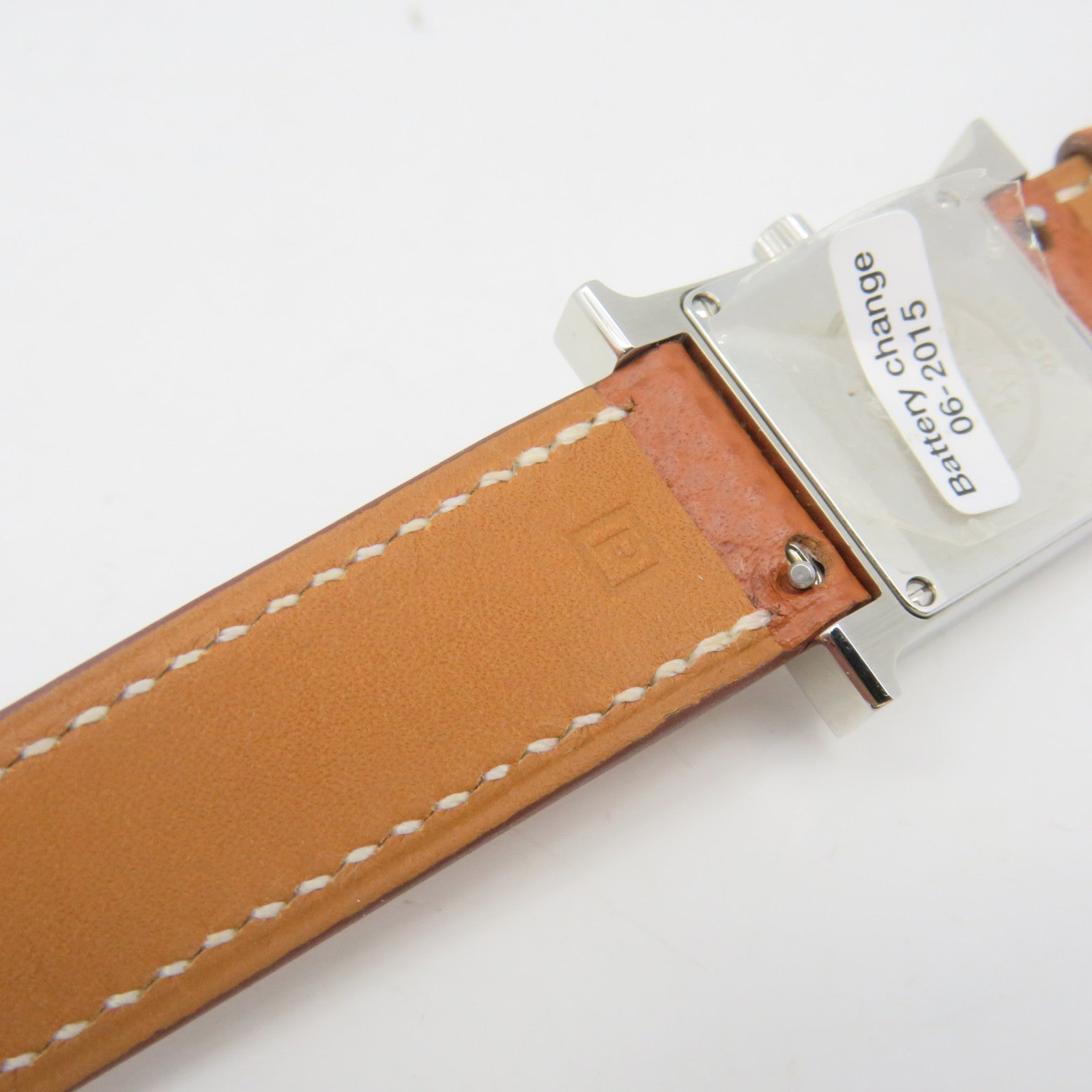 HERMES Heure H watch Stainless Steel/Epsom Leather Band Quartz Watch White/Gold Brown