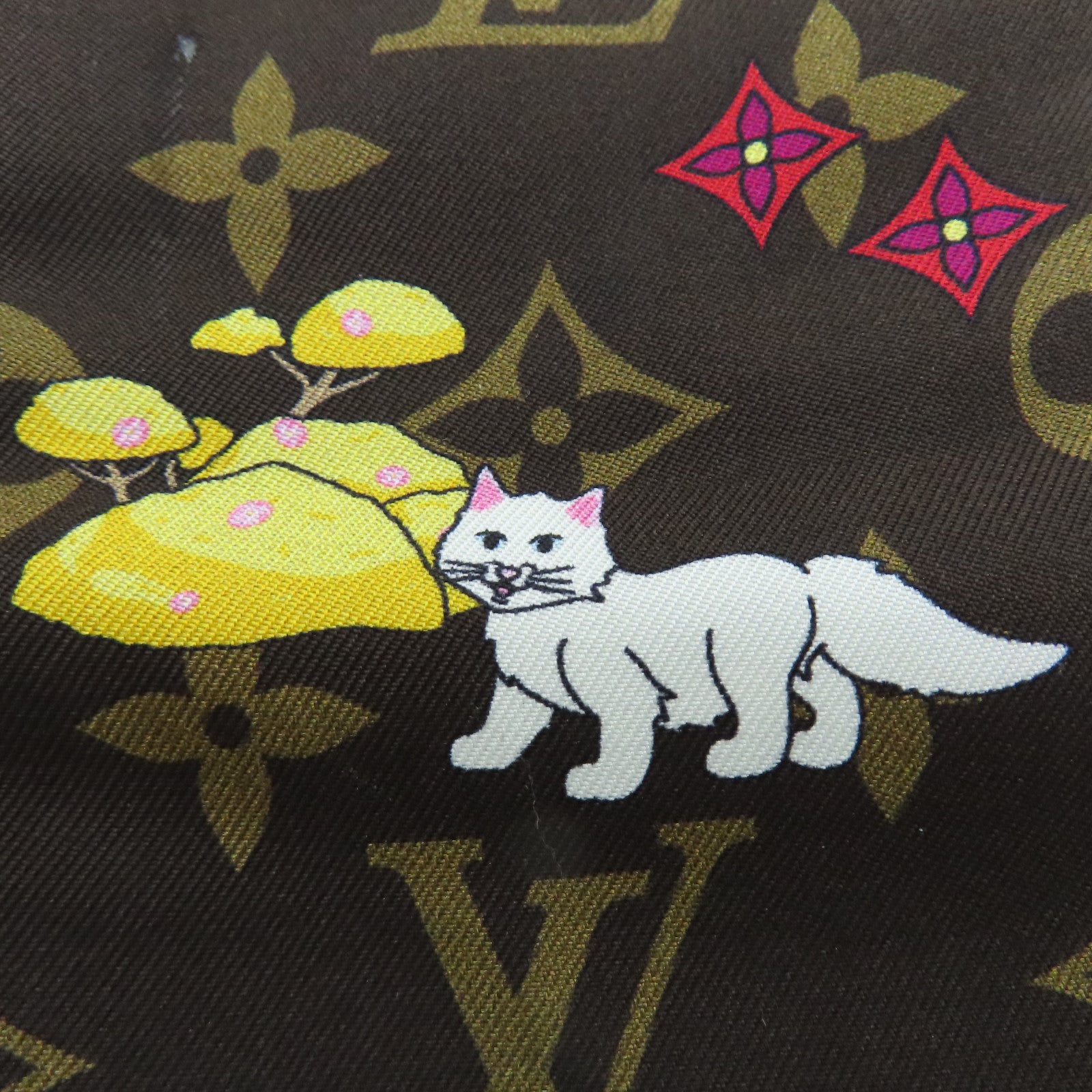 LOUIS VUITTON Silk Scarf Scarf Brown