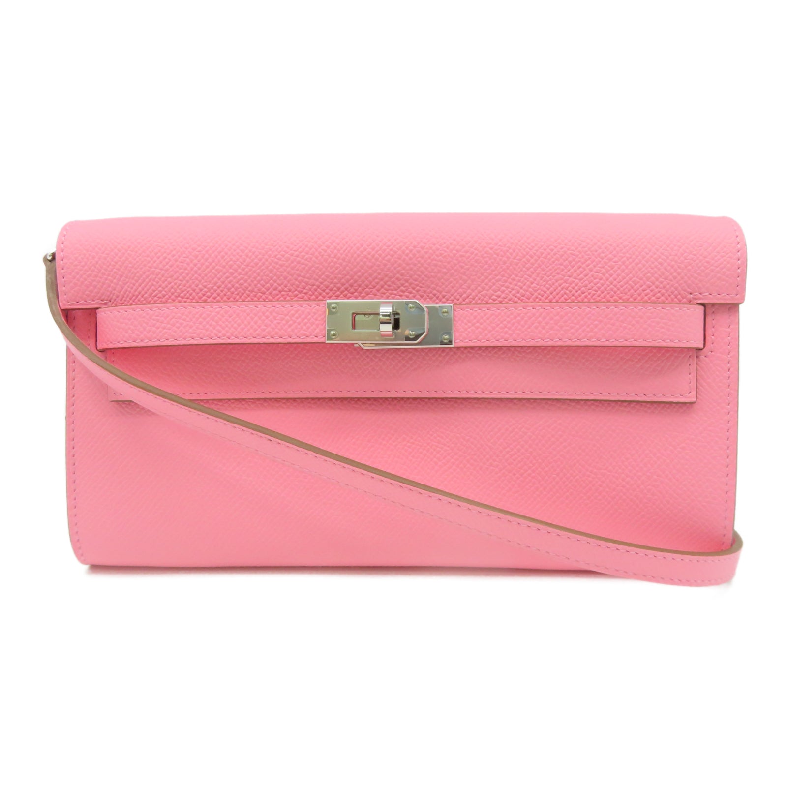 HERMES [Sharp Discount] Veau Epsom Leather Kelly To Go Silver Buckle Handle Shoulder Back Dual-Purpose Bag Pink/Confetti