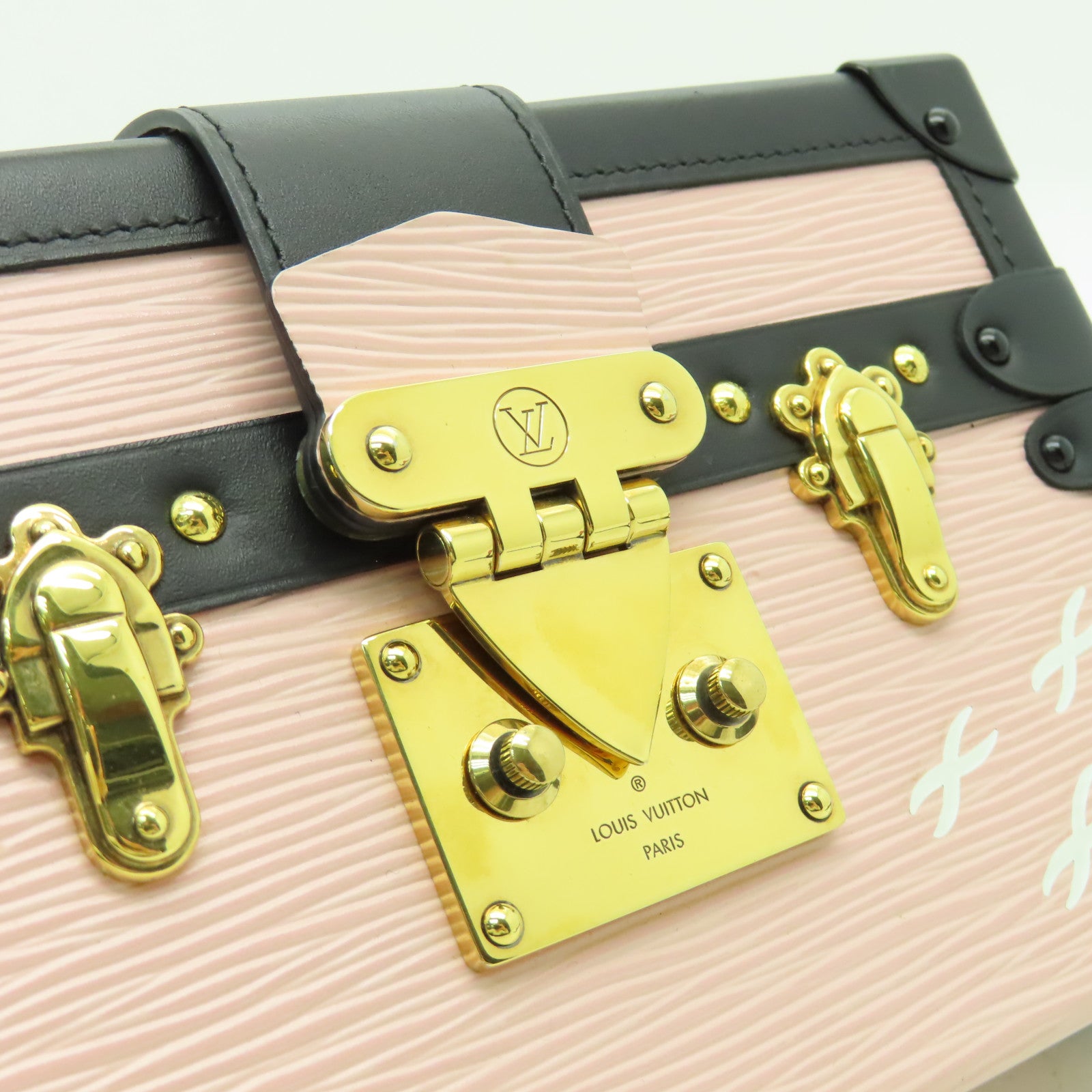 LOUIS VUITTON Epi Petite Malle金扣肩背袋粉紅色/黑色