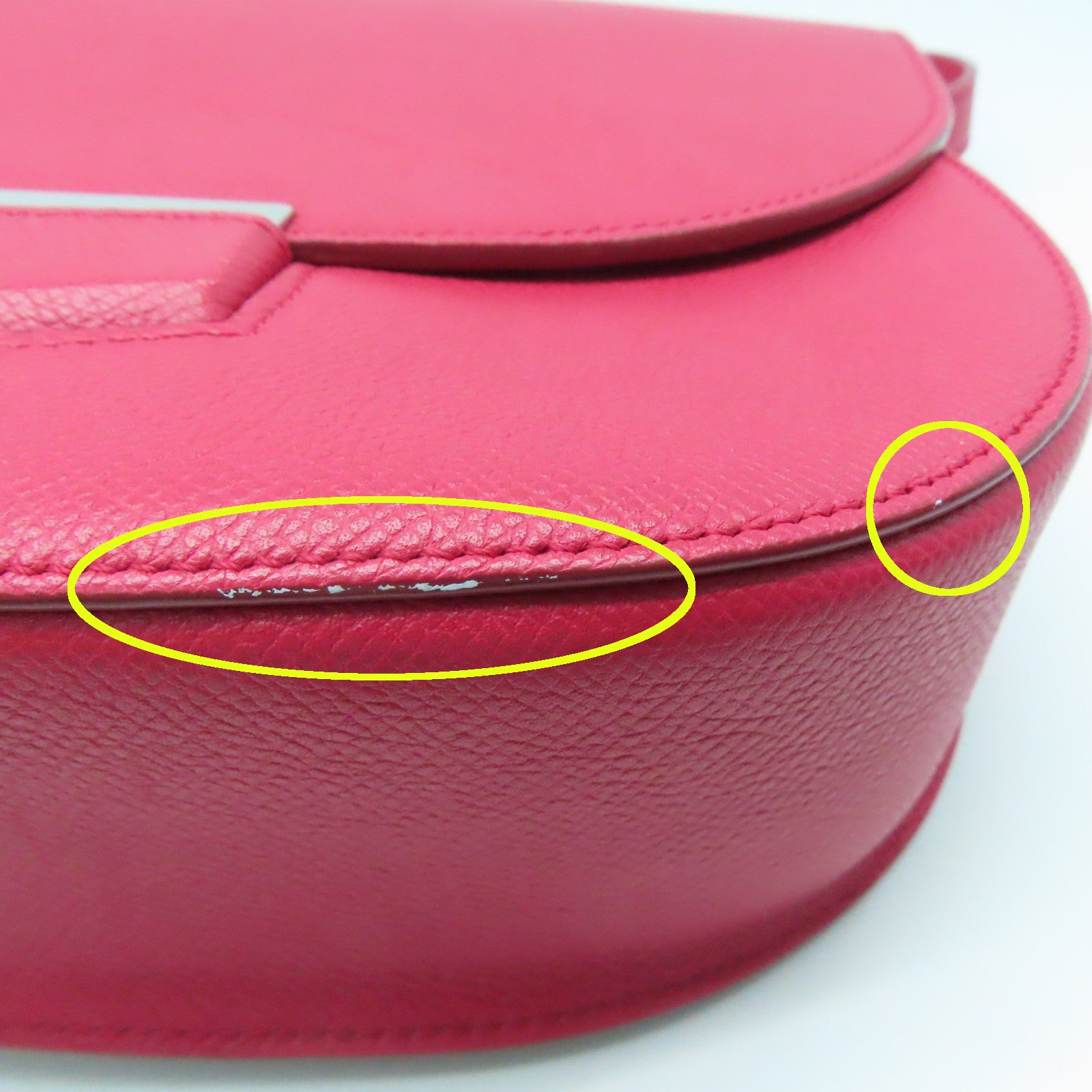 CELINE 牛皮皮革Shoulder Bag银扣肩背袋红色