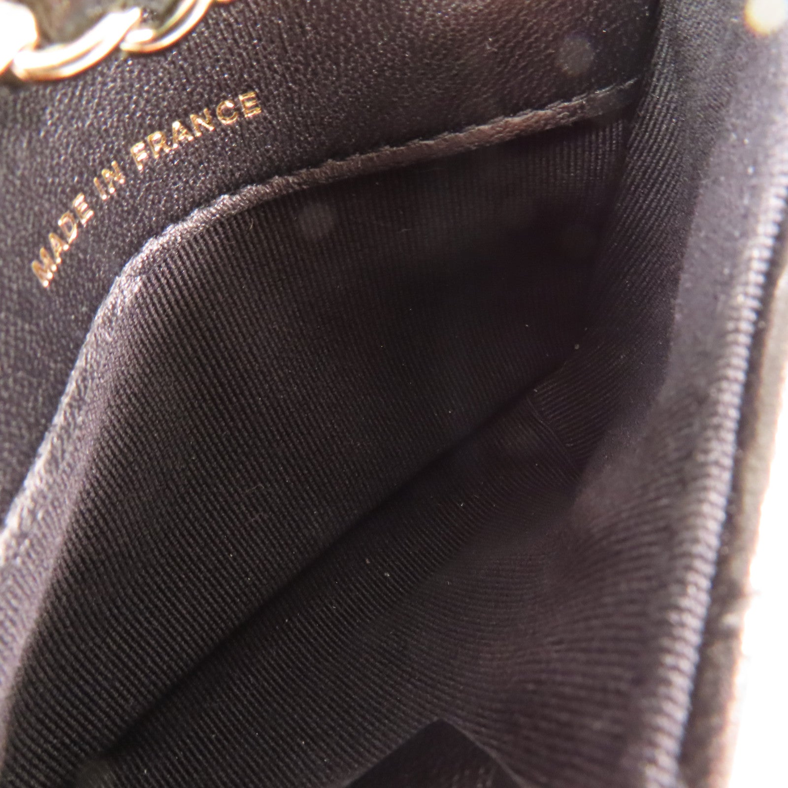 CHANEL 菱格羊皮皮革Chain Mini Shoulder Card Case金扣鏈帶肩背卡套黑色