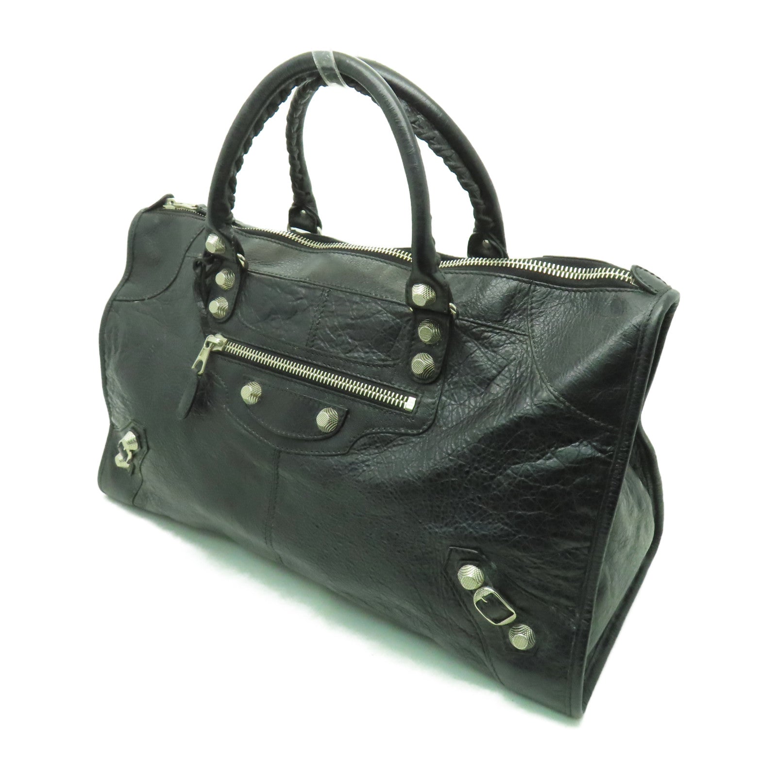 BALENCIAGA 牛皮皮革Shoulder bag銀扣肩背袋黑色