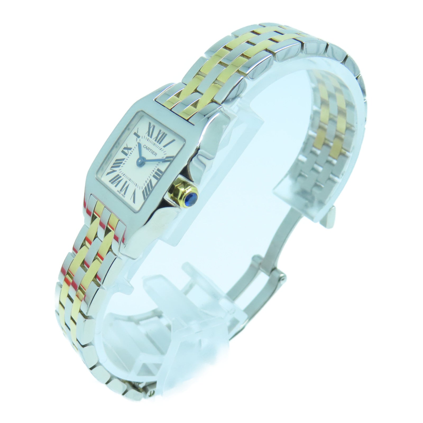 CARTIER Santos Demoiselle 18K/不鏽鋼手錶石英機芯白色