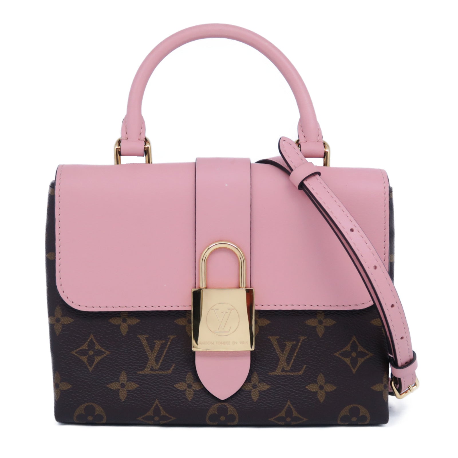LOUIS VUITTON Monogram Locky BB金扣手挽肩背兩用袋粉紅色/啡色