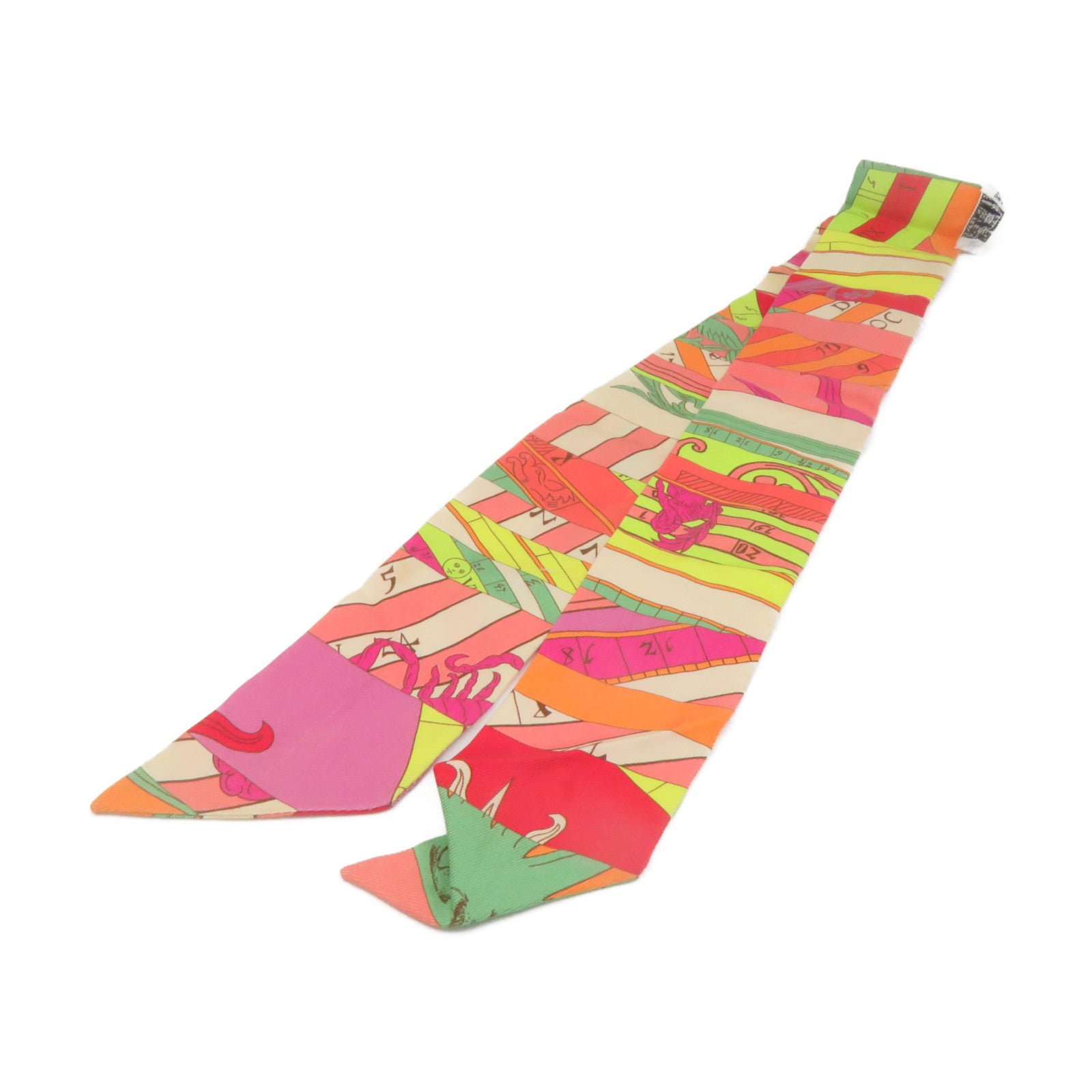 HERMES 絲質Twilly Scarf絲巾橙色/彩色