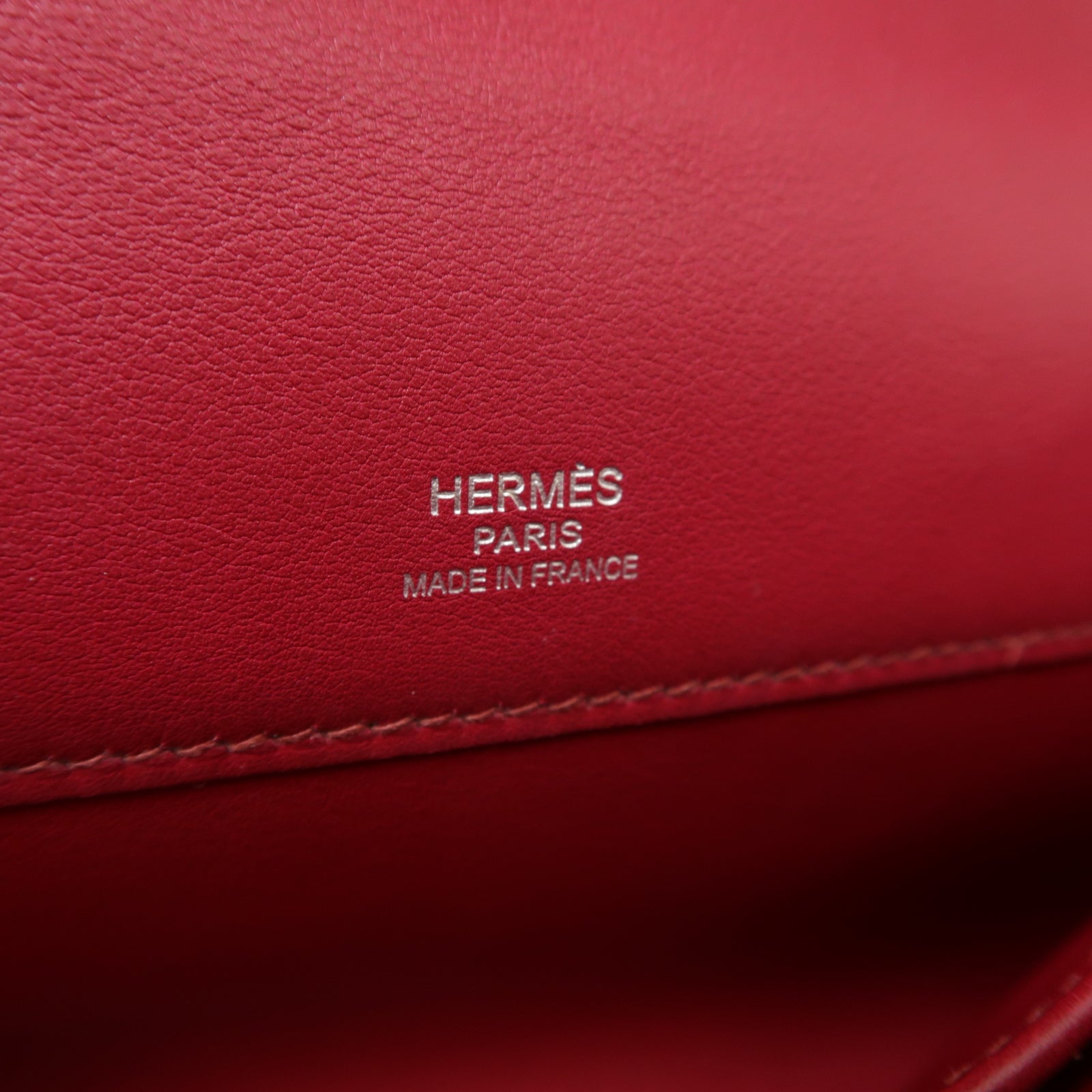 HERMES Swift皮革Kelly Cut銀扣手挽袋Ruby紅色