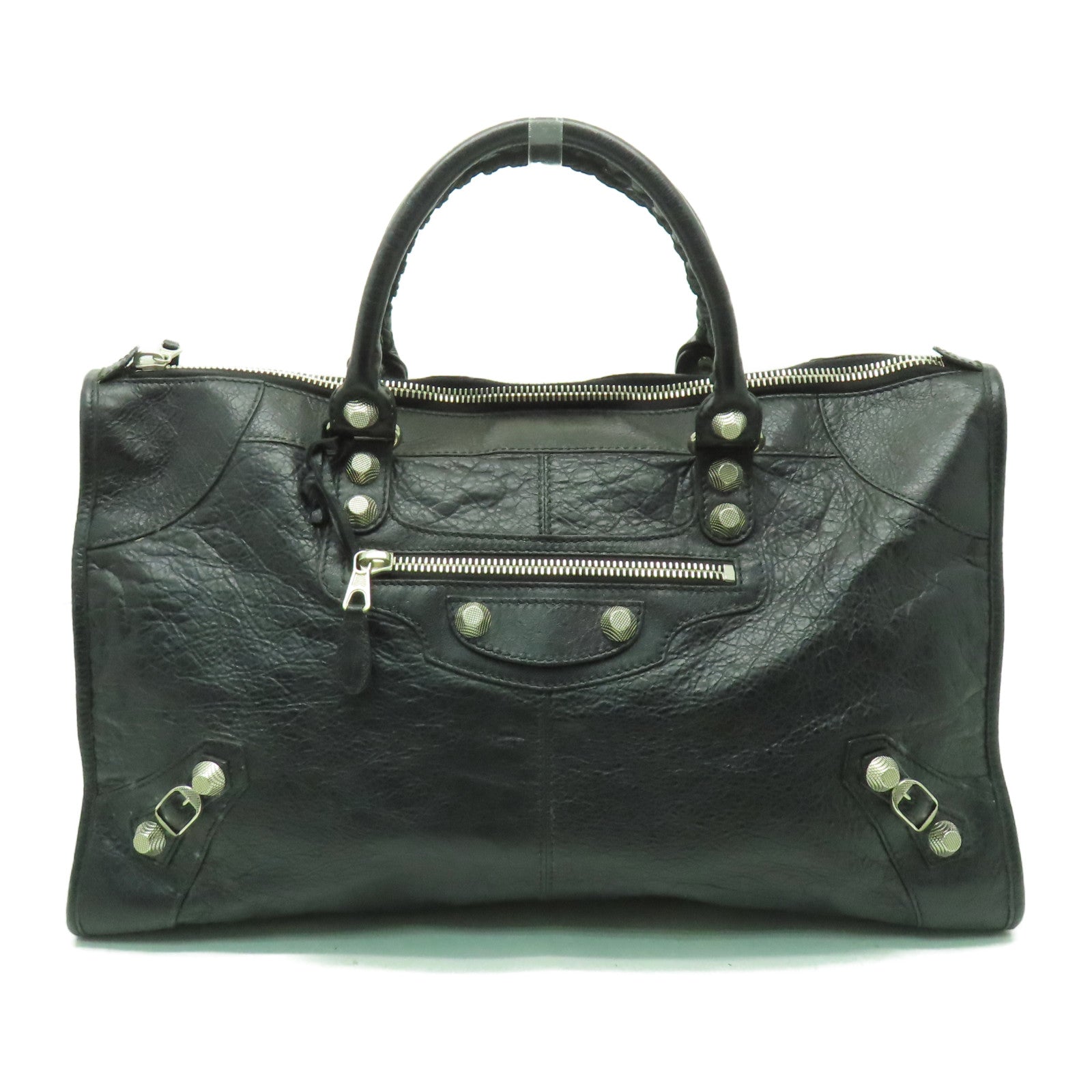 BALENCIAGA 牛皮皮革Shoulder bag銀扣肩背袋黑色