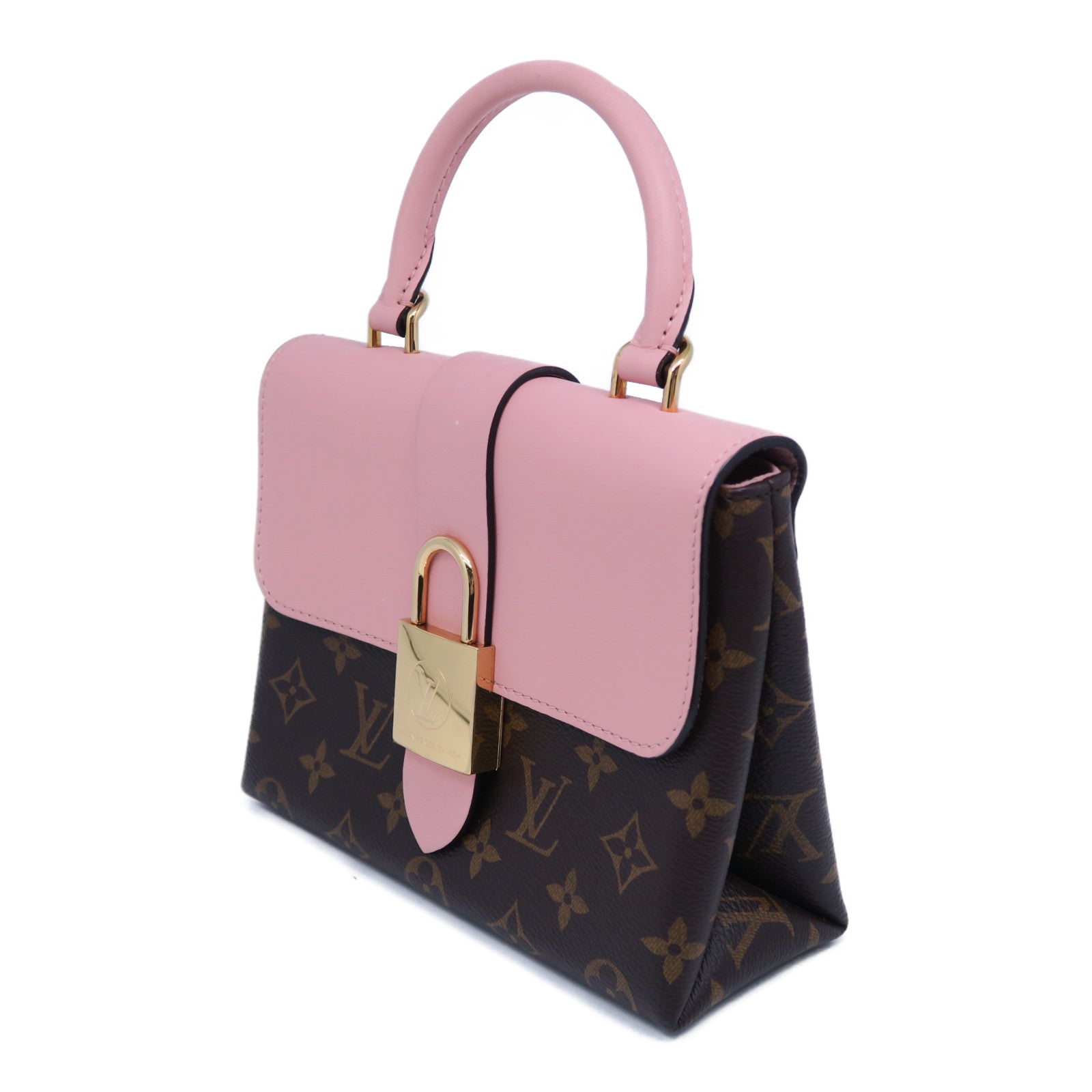 LOUIS VUITTON Monogram Locky BB金扣手挽肩背兩用袋粉紅色/啡色