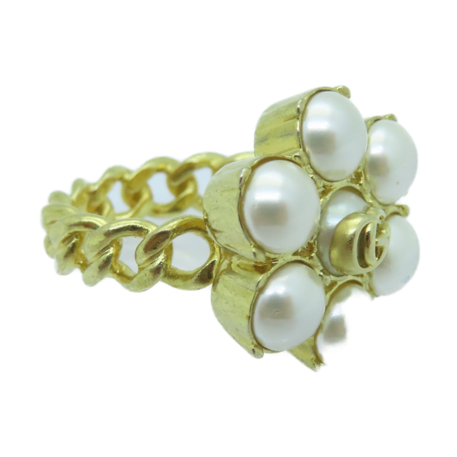 GUCCI Metal/PVC Ring White/Gold US#5.5