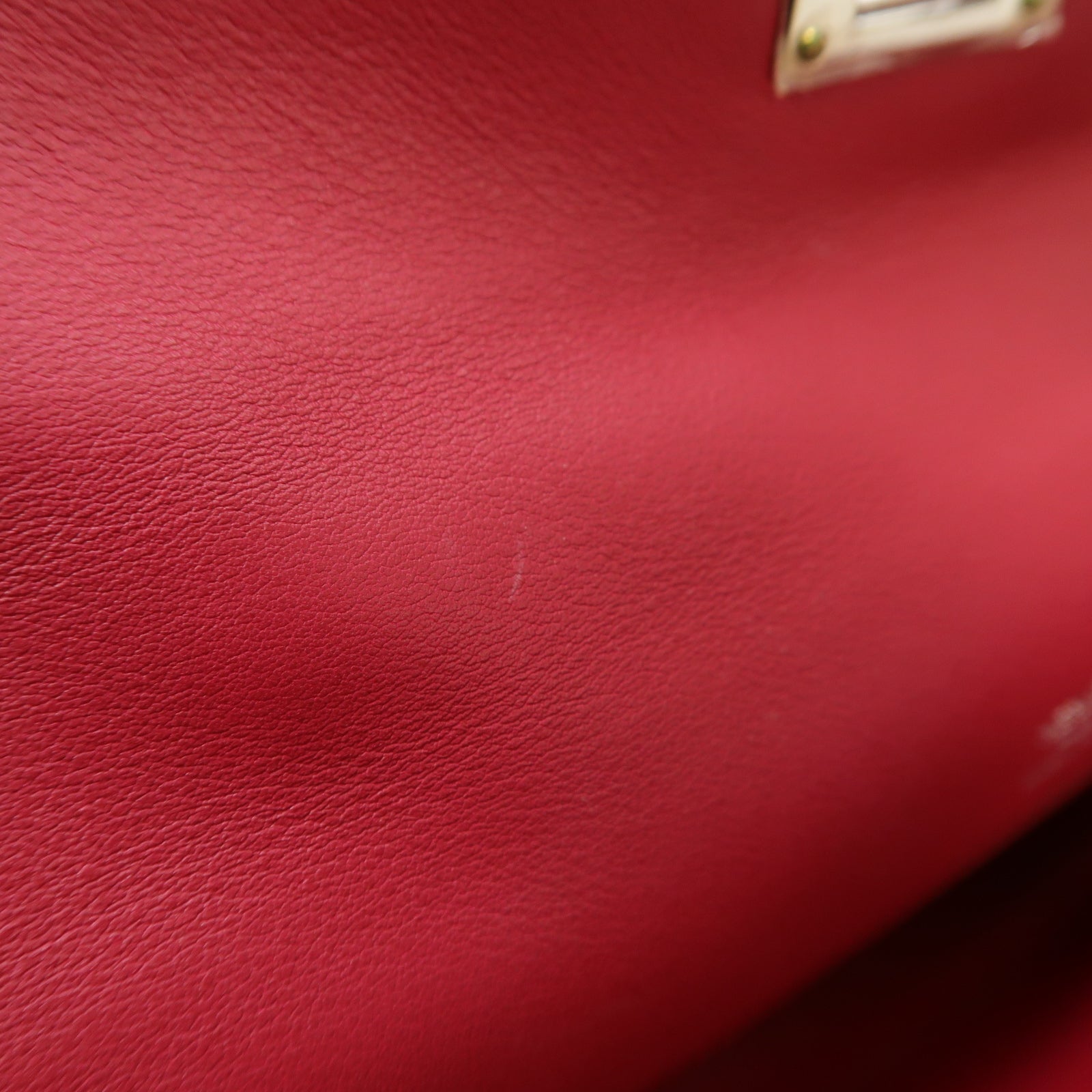 HERMES Swift皮革Kelly Cut銀扣手挽袋Ruby紅色