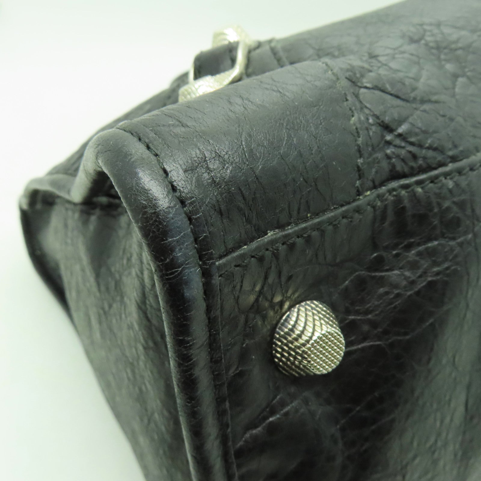 BALENCIAGA 牛皮皮革Shoulder bag銀扣肩背袋黑色