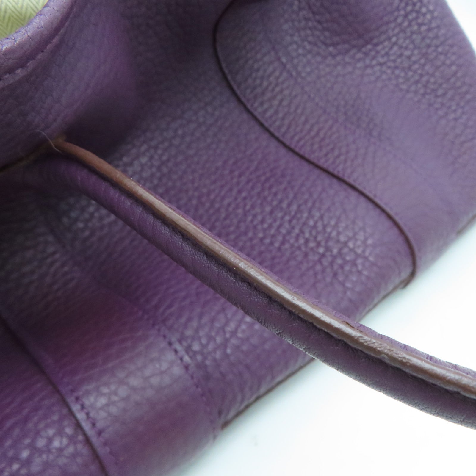 HERMES Clemence皮革GardenParty PM銀扣手挽袋暗紫色