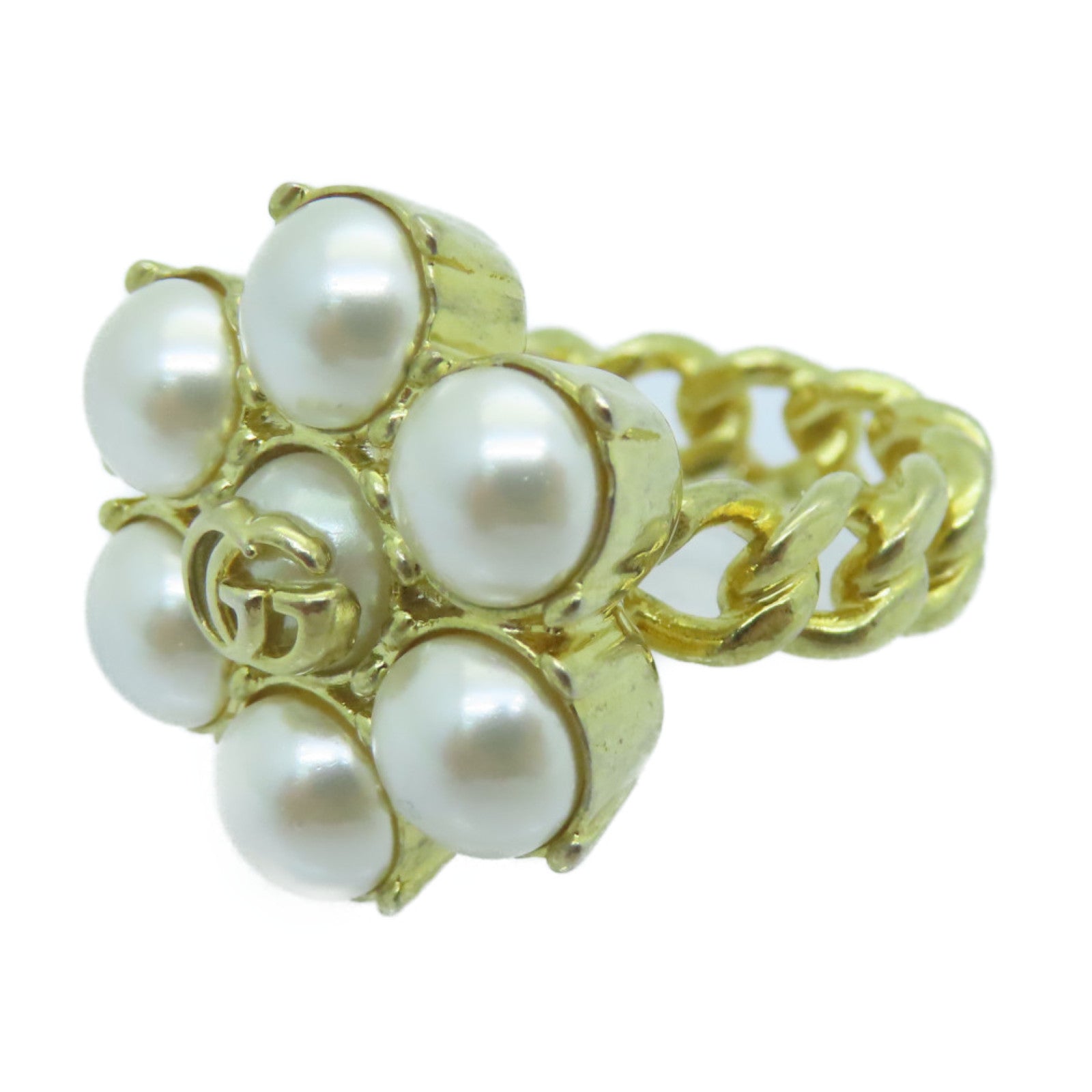GUCCI Metal/PVC Ring White/Gold US#5.5