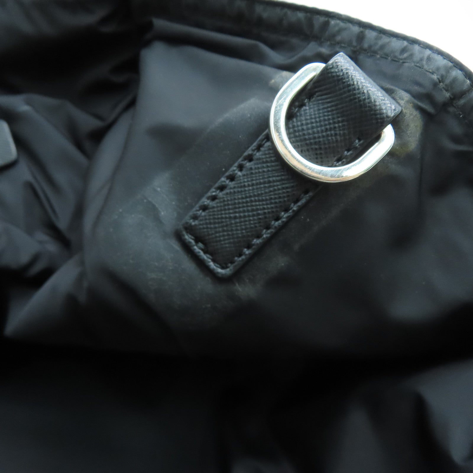 PRADA 尼龙Tote Bag银扣手挽袋黑色/黄色
