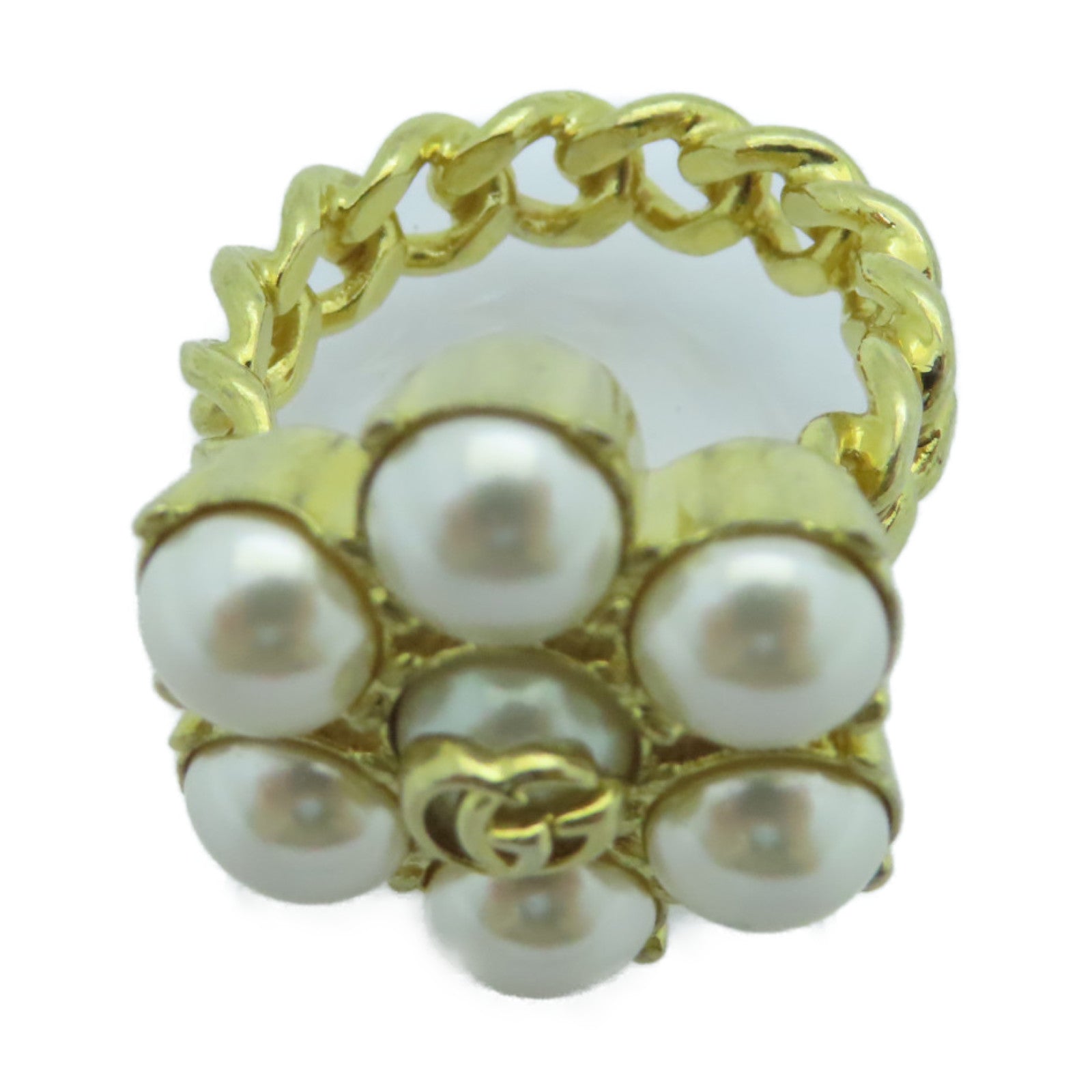 GUCCI Metal/PVC Ring White/Gold US#5.5