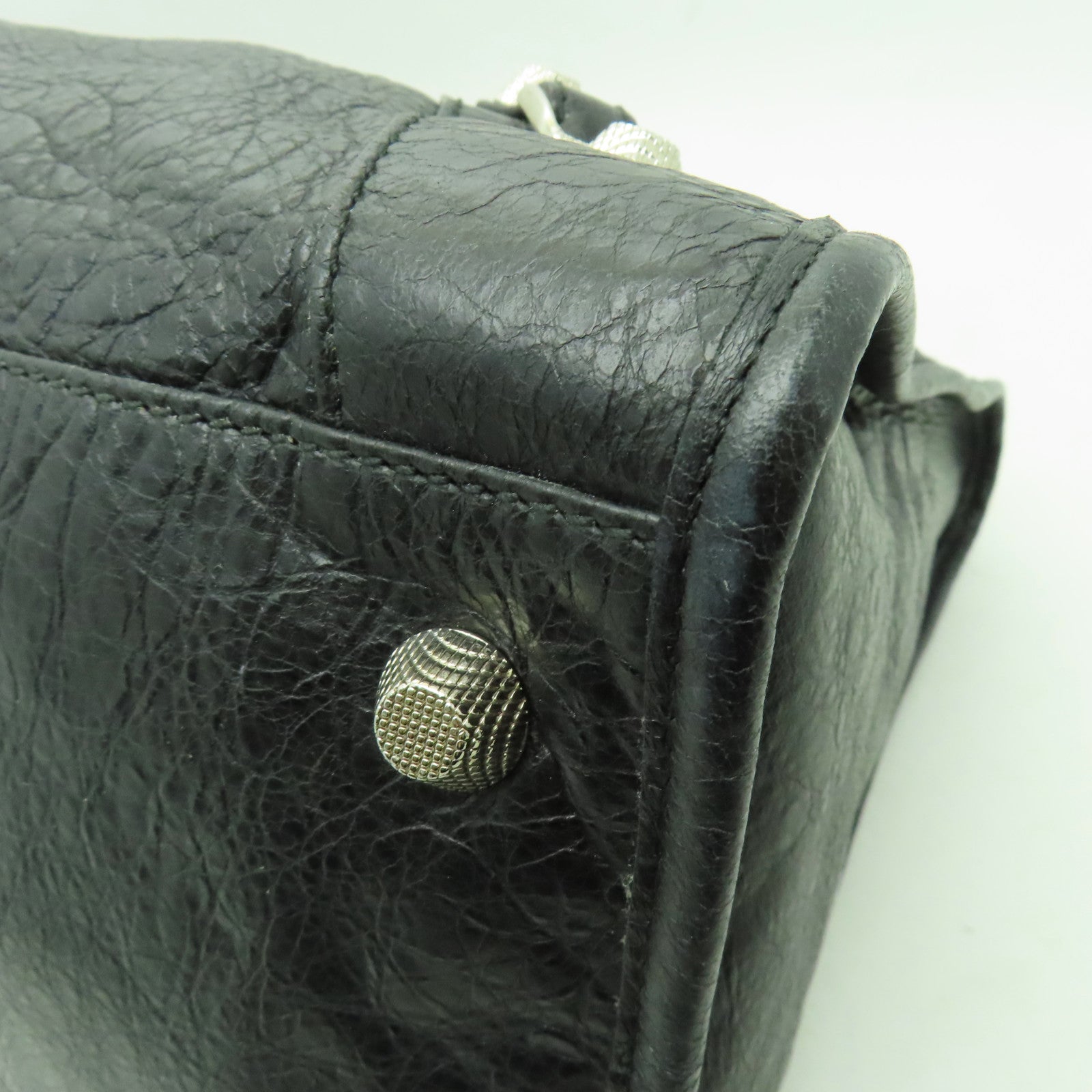 BALENCIAGA 牛皮皮革Shoulder bag銀扣肩背袋黑色