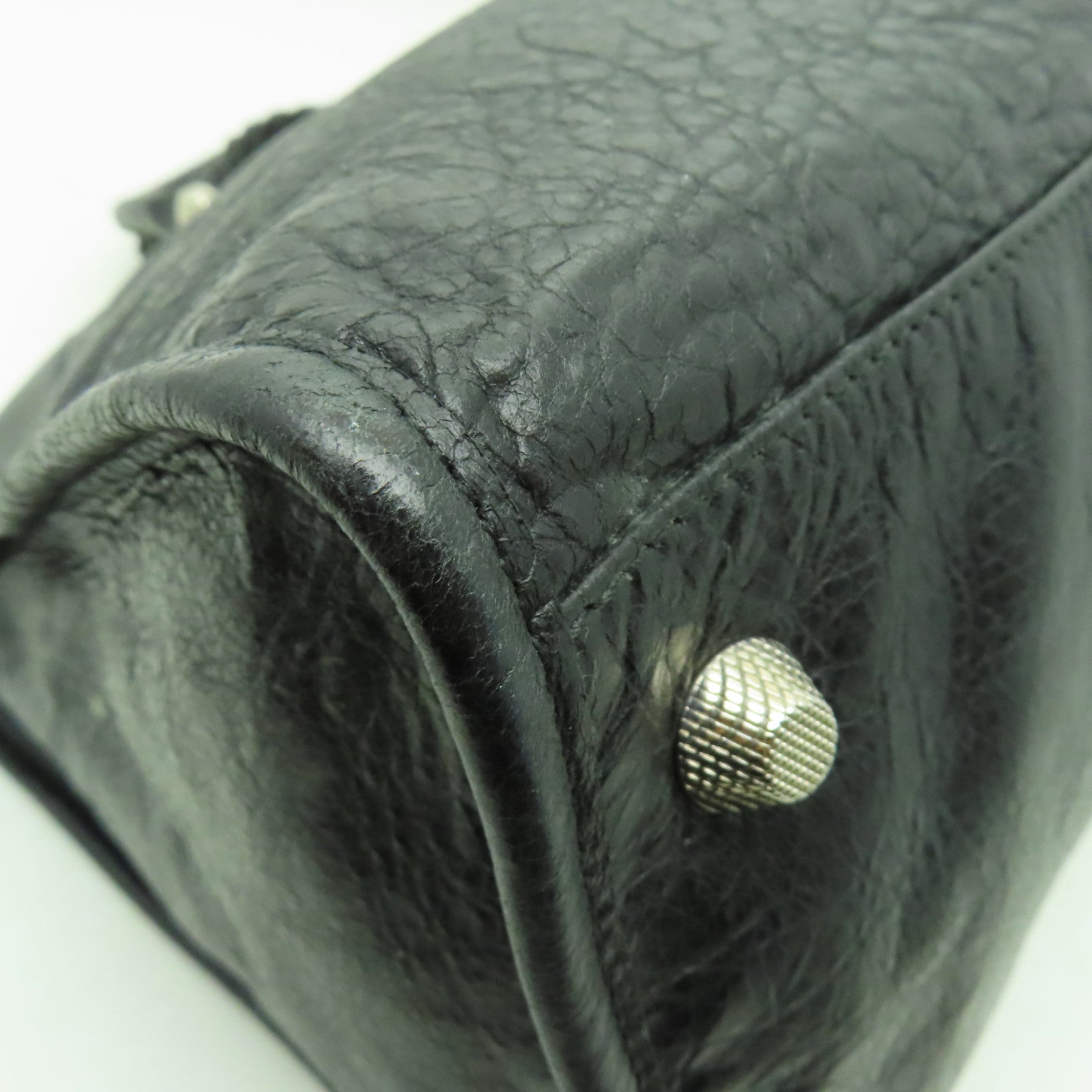 BALENCIAGA 牛皮皮革Shoulder bag銀扣肩背袋黑色