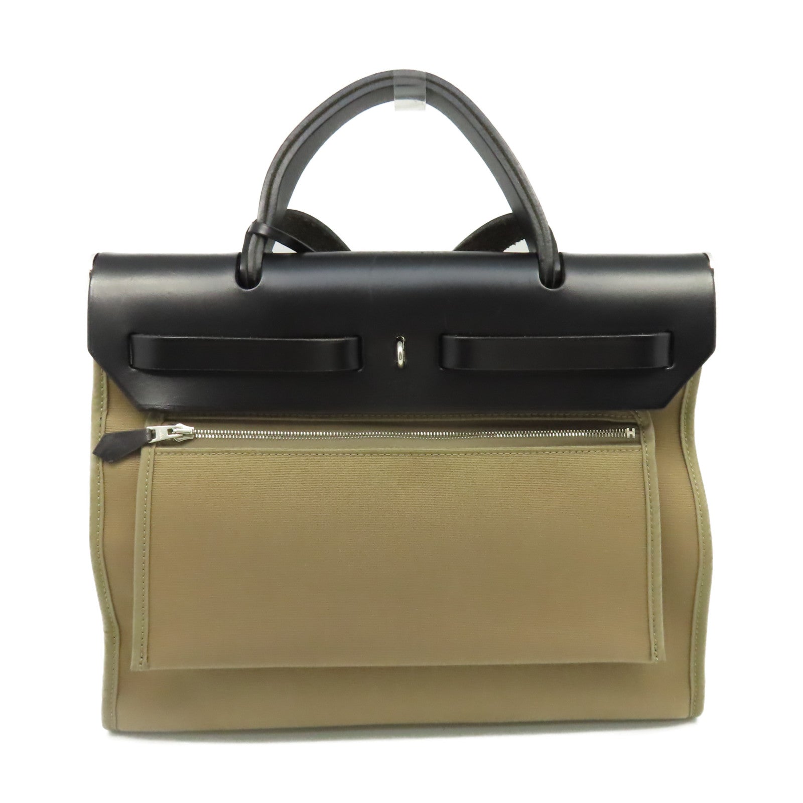 HERMES 帆布Herbag PM 2Way Shoulder Bag銀扣手挽肩背兩用袋Etoupe大象灰