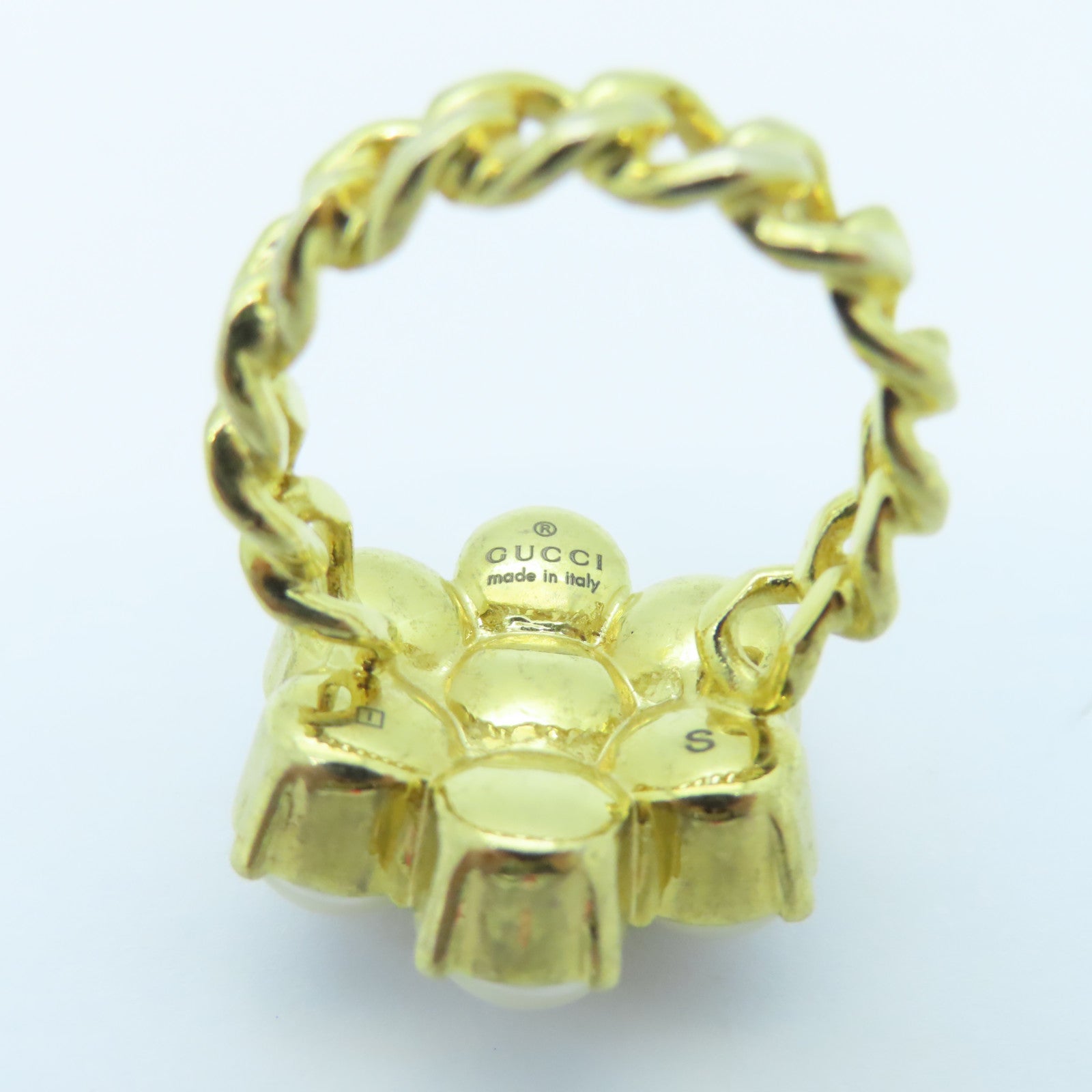 GUCCI Metal/PVC Ring White/Gold US#5.5