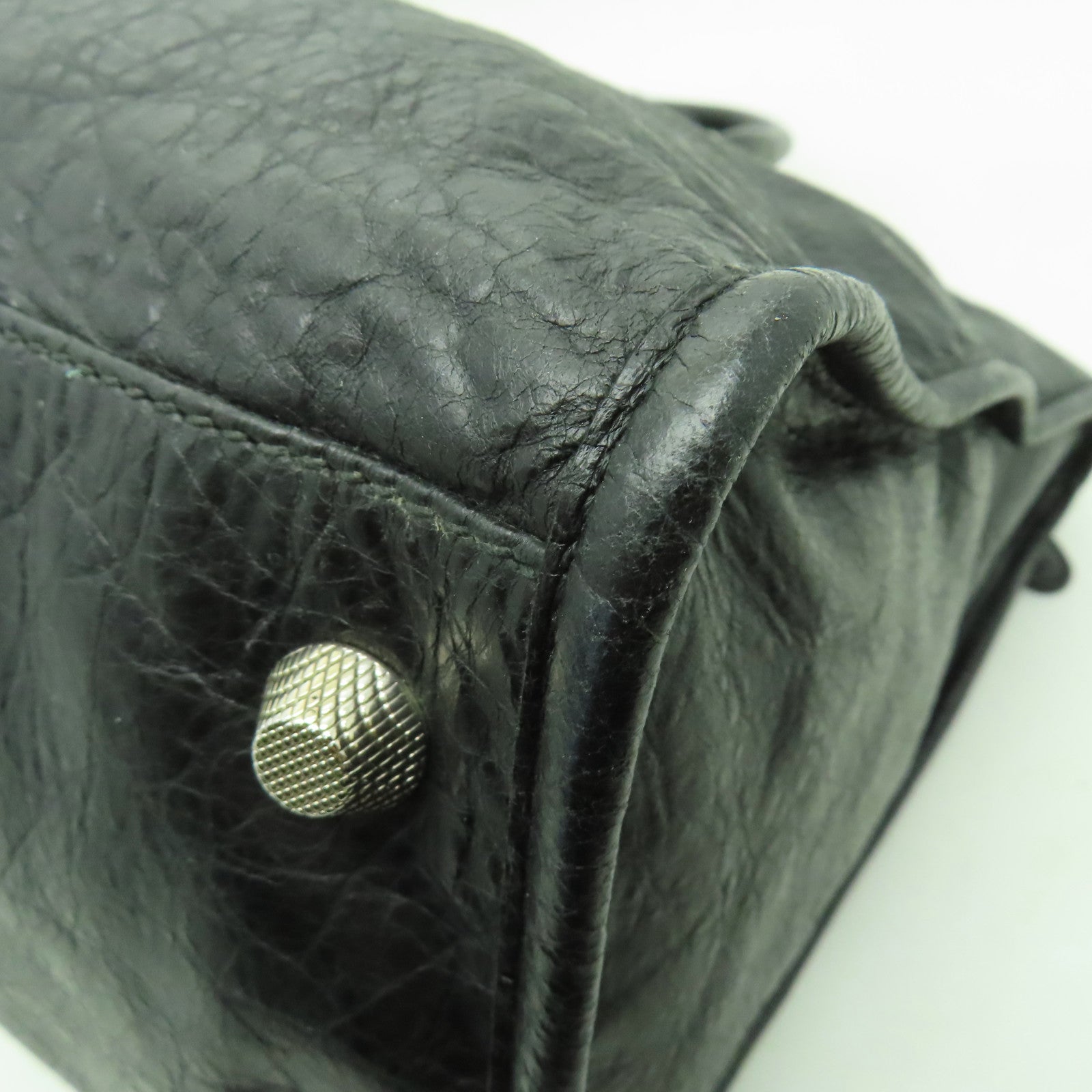 BALENCIAGA 牛皮皮革Shoulder bag銀扣肩背袋黑色