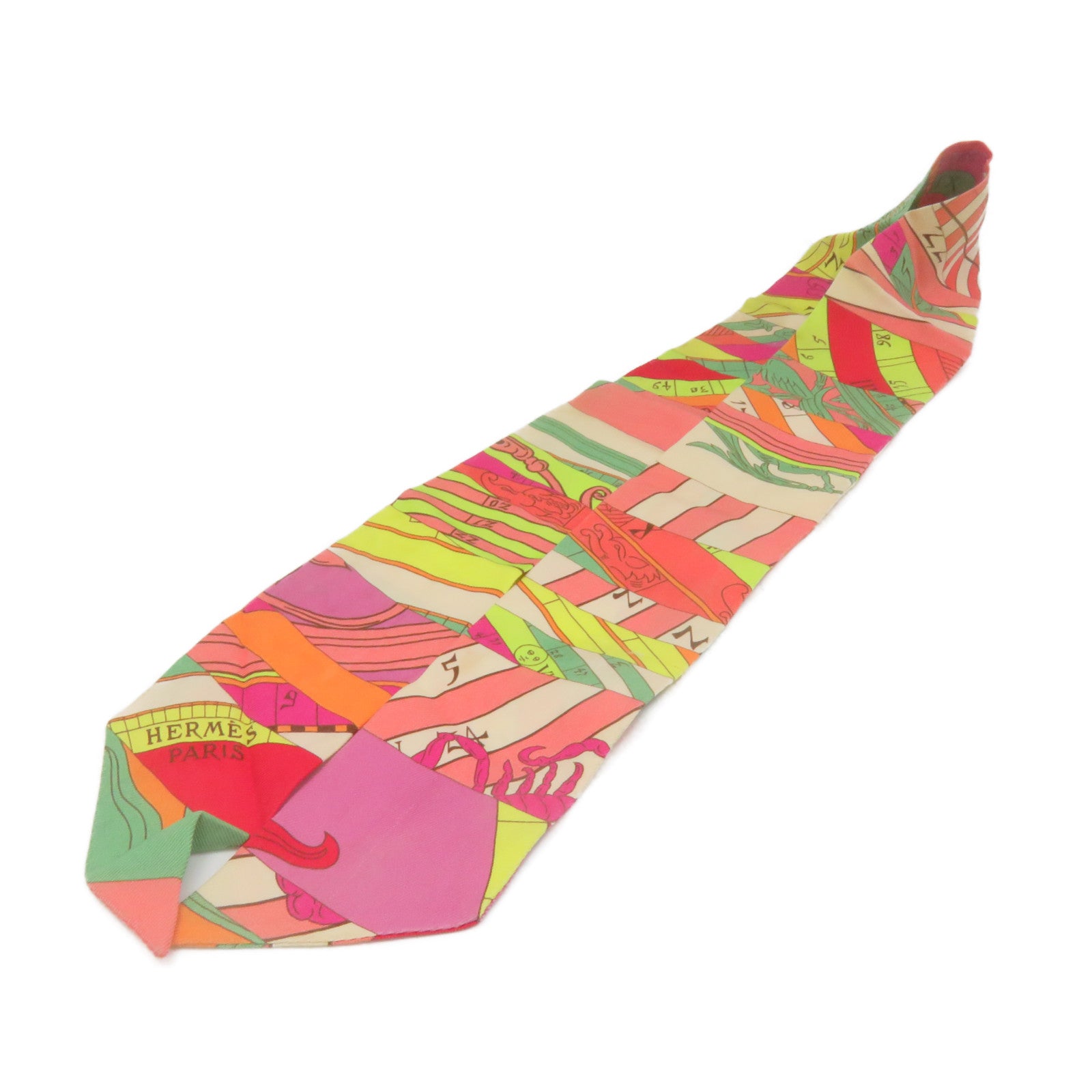 HERMES 絲質Twilly Scarf絲巾橙色/彩色