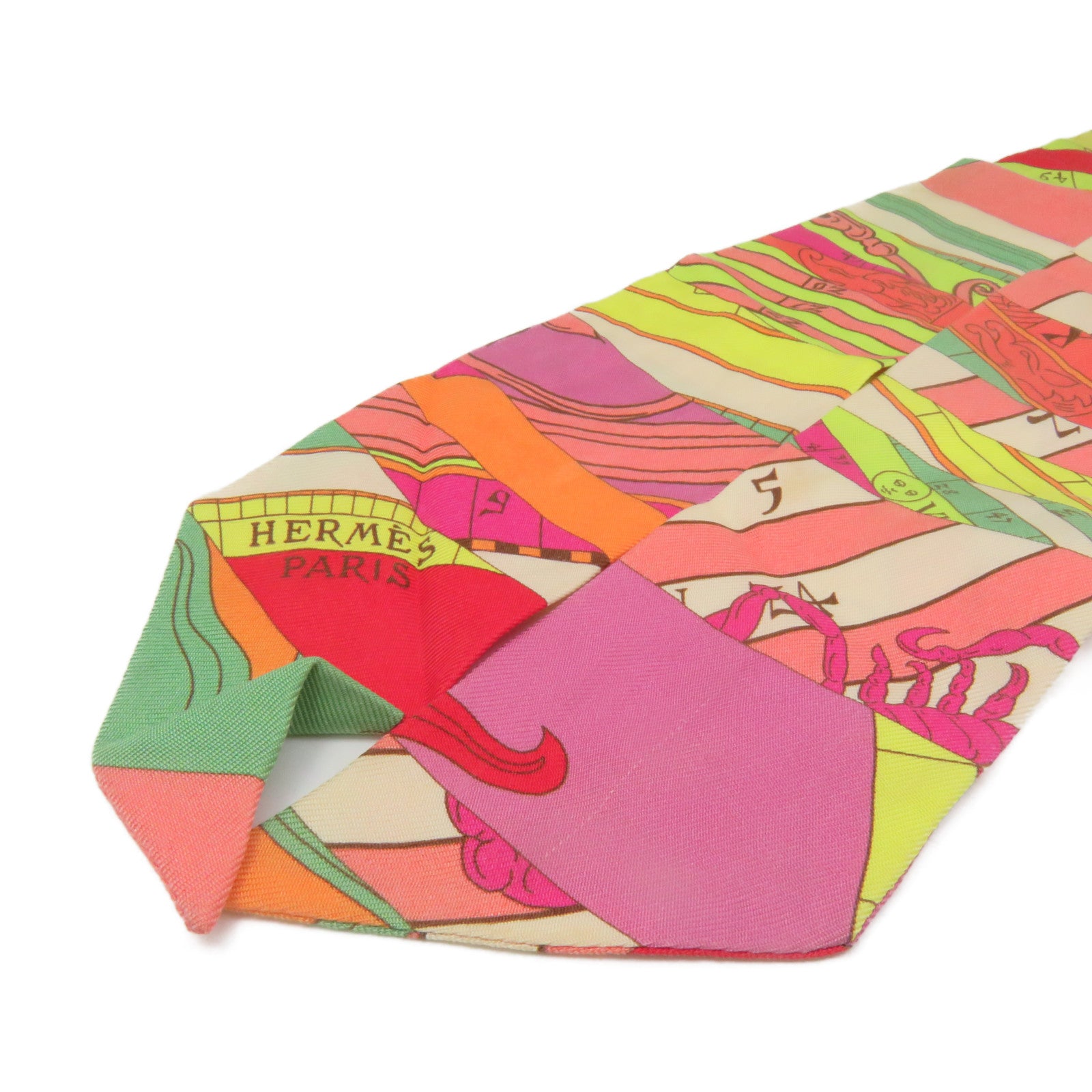 HERMES 絲質Twilly Scarf絲巾橙色/彩色