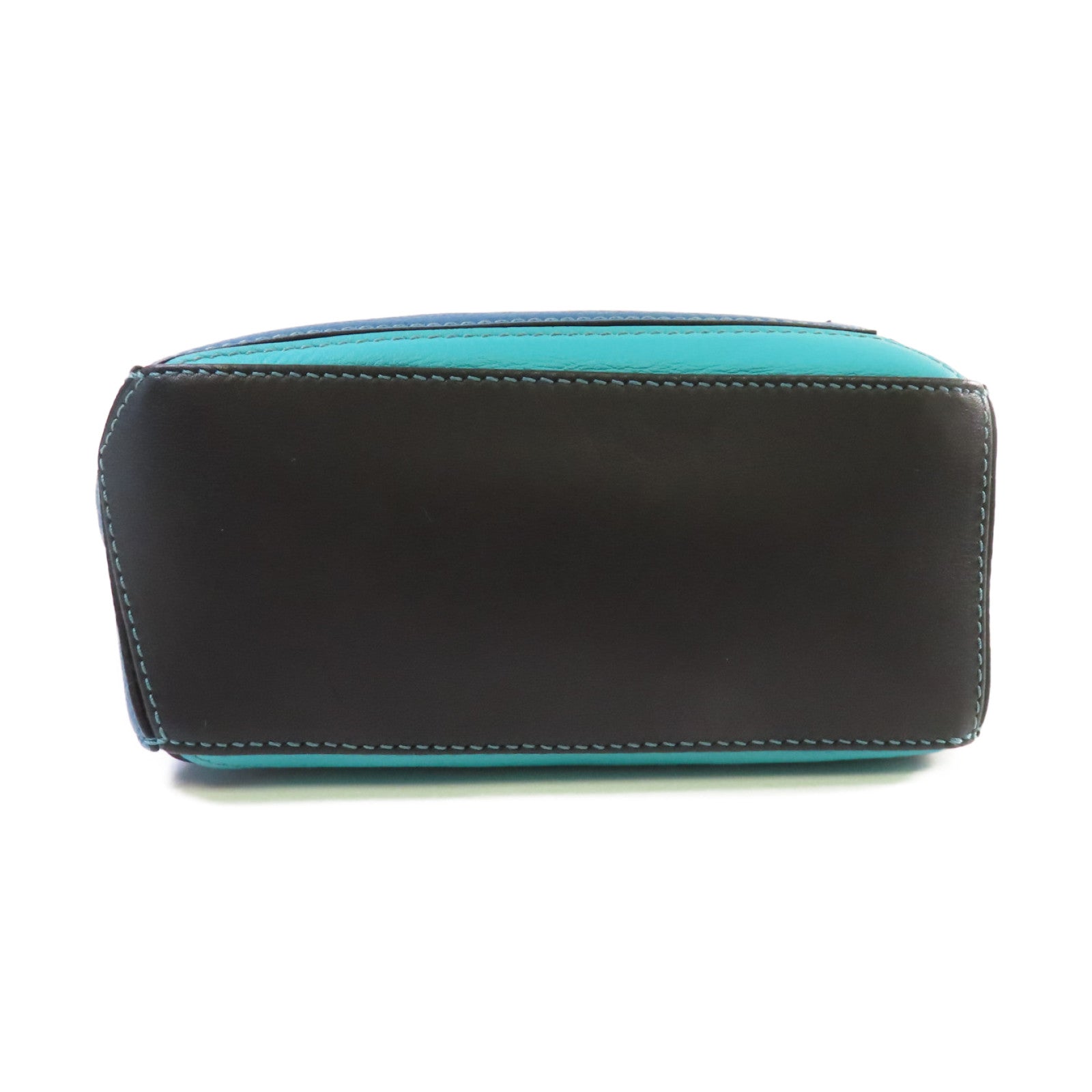 LOEWE 牛皮皮革Mini Puzzle Shoulder Bag銀扣肩背袋藍色/綠色/黑色