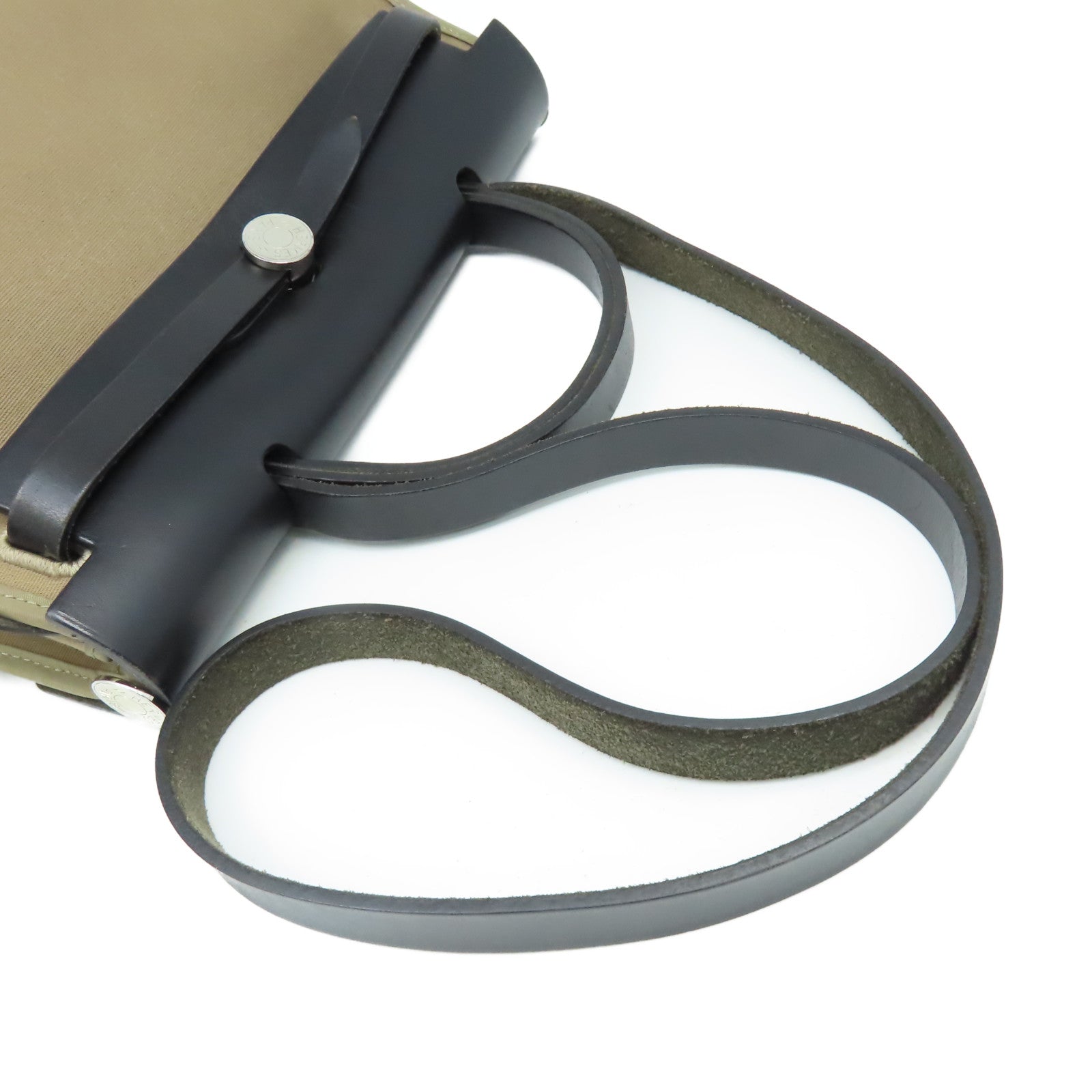 HERMES 帆布Herbag PM 2Way Shoulder Bag銀扣手挽肩背兩用袋Etoupe大象灰