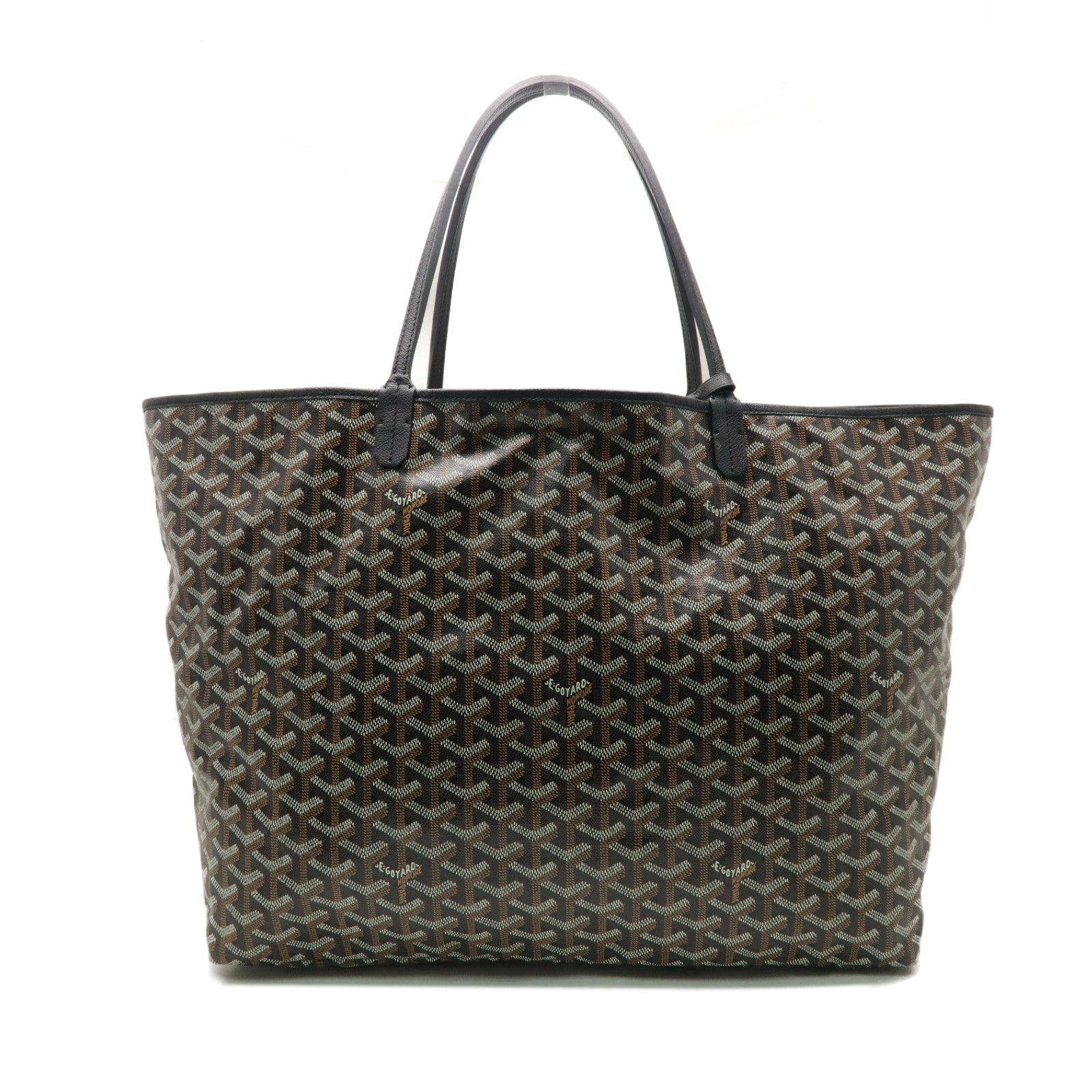 GOYARD 塗層帆布Saint Louis GM銀扣手挽袋黒色/棕色