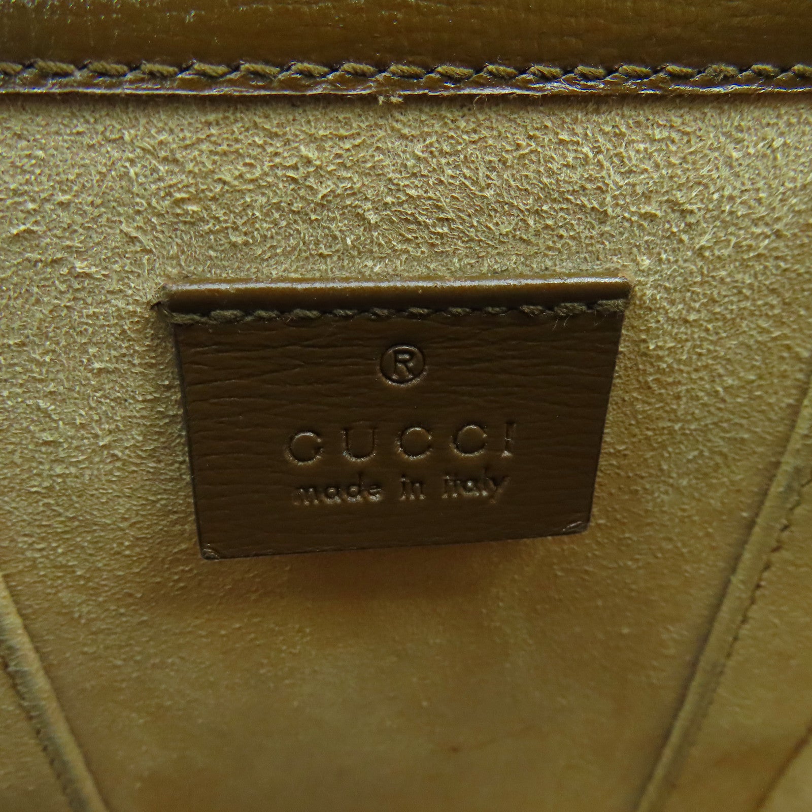 GUCCI 塗層帆布Horsebit 1955 Mini金扣肩背袋啡色