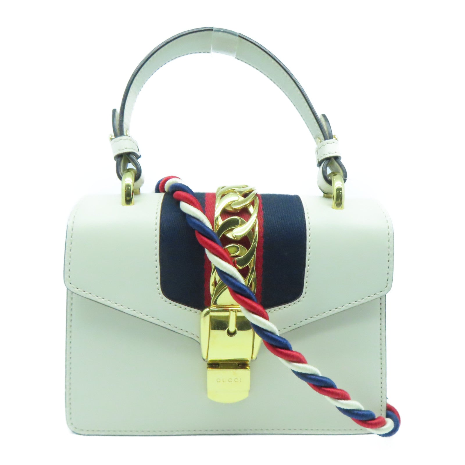 GUCCI 牛皮皮革2way Shoulder Bag金扣手挽肩背两用袋白色
