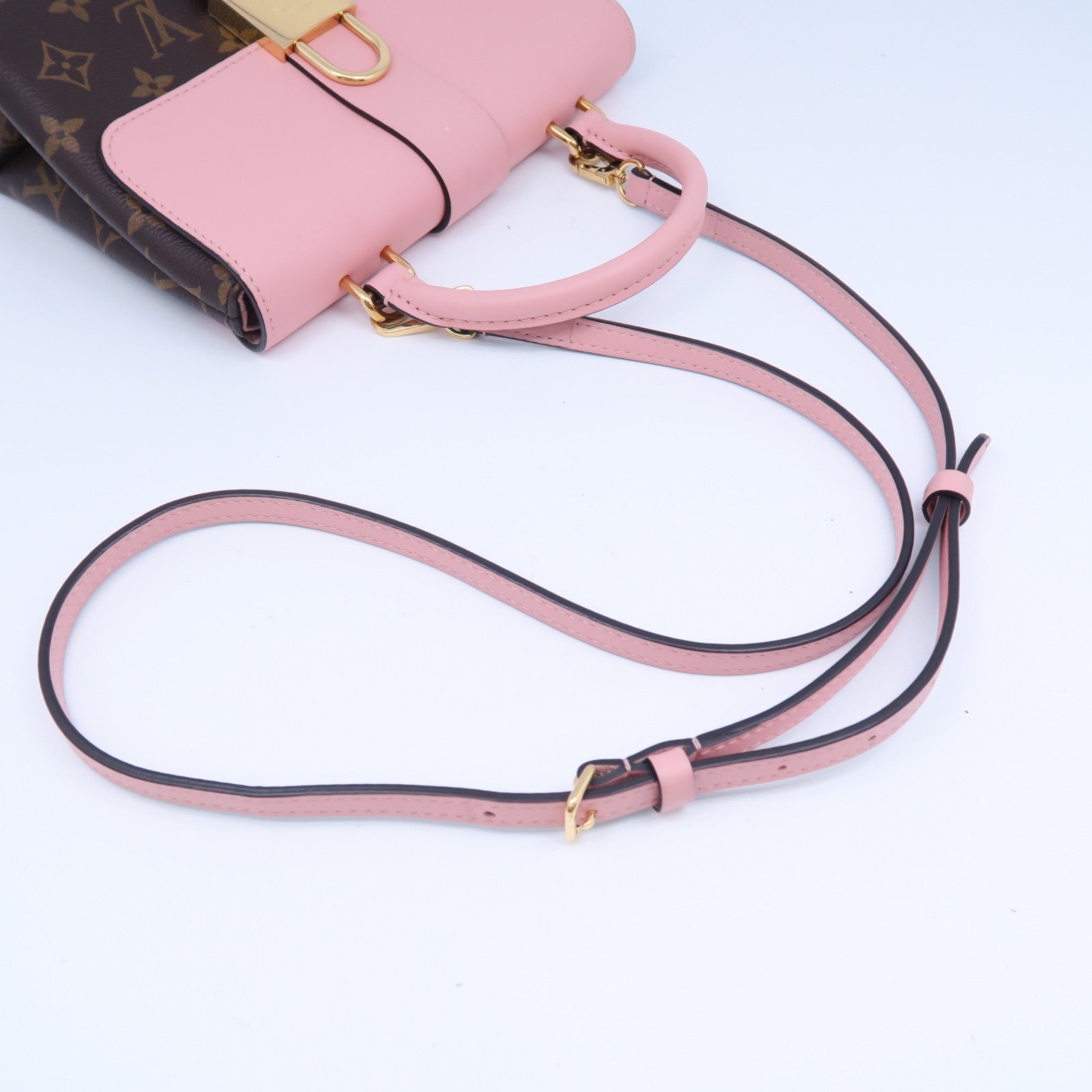 LOUIS VUITTON Monogram Locky BB金扣手挽肩背兩用袋粉紅色/啡色
