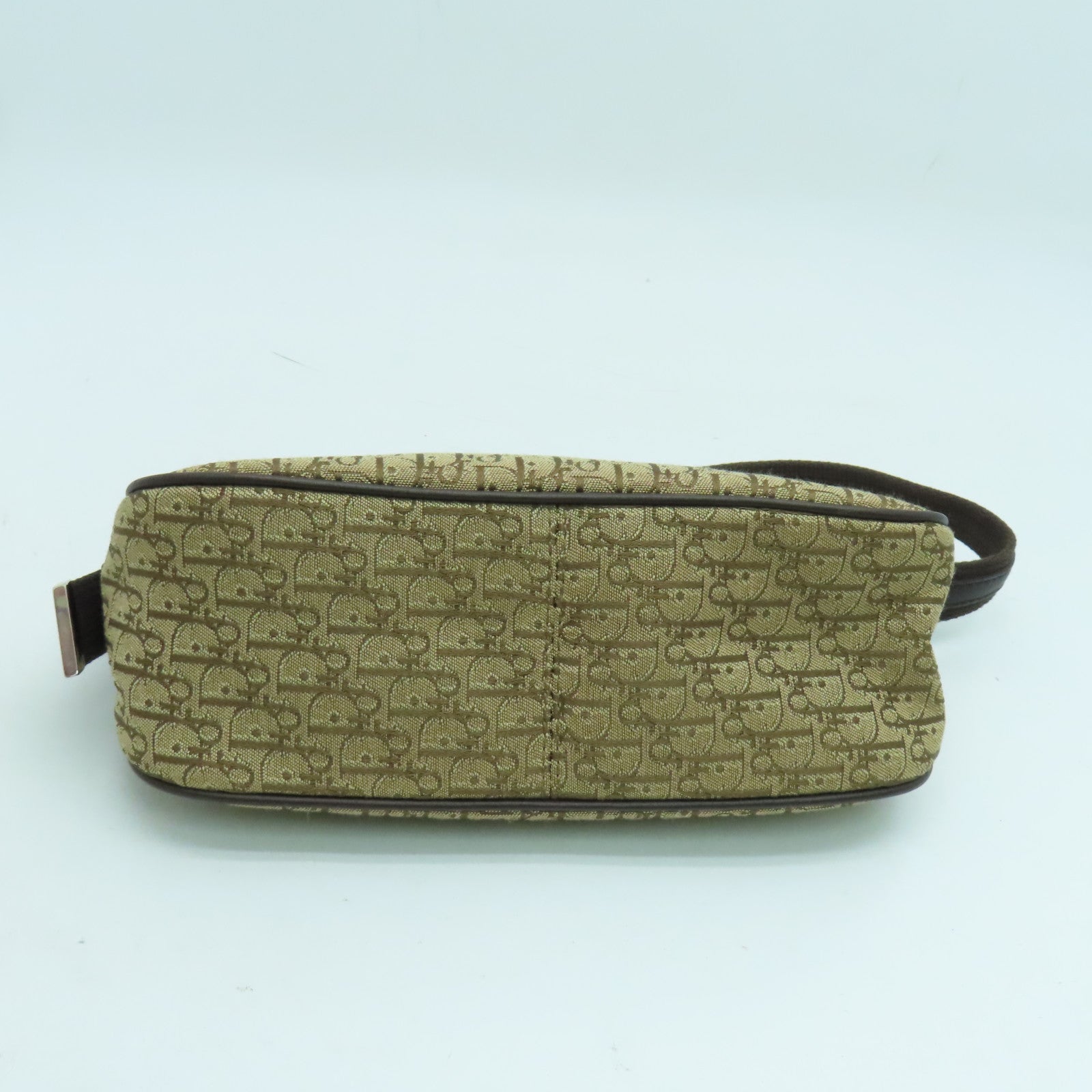 Dior canvas Handbag silver buckle handle bag brown