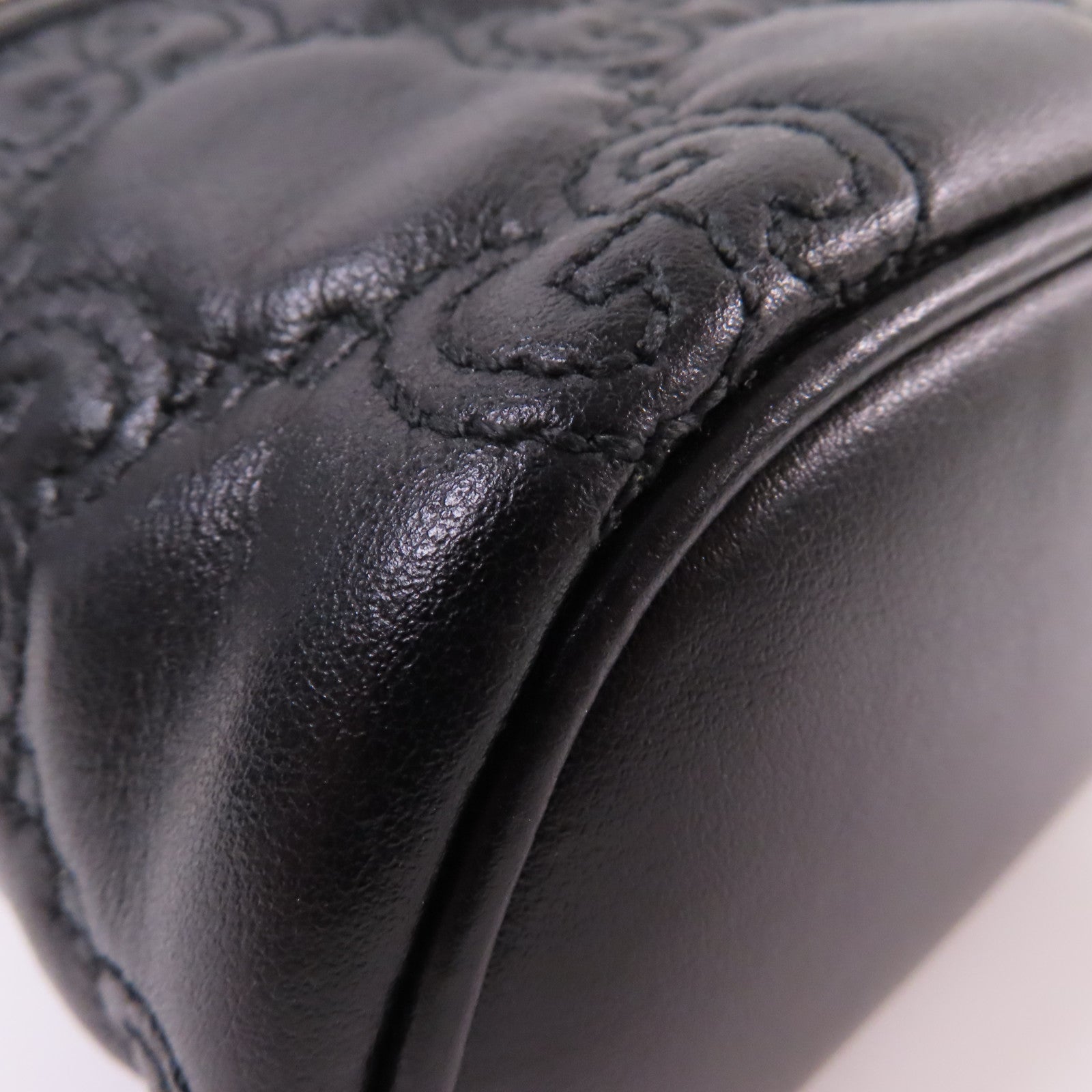 GUCCI 牛皮皮革Chain Shoulder Bag金扣鏈帶肩背袋黑色