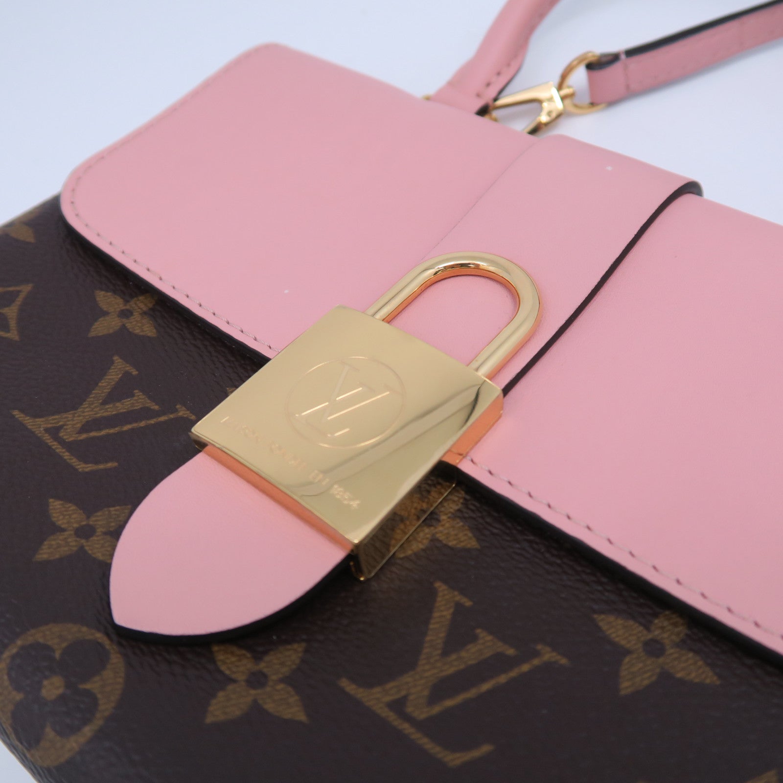 LOUIS VUITTON Monogram Locky BB金扣手挽肩背兩用袋粉紅色/啡色