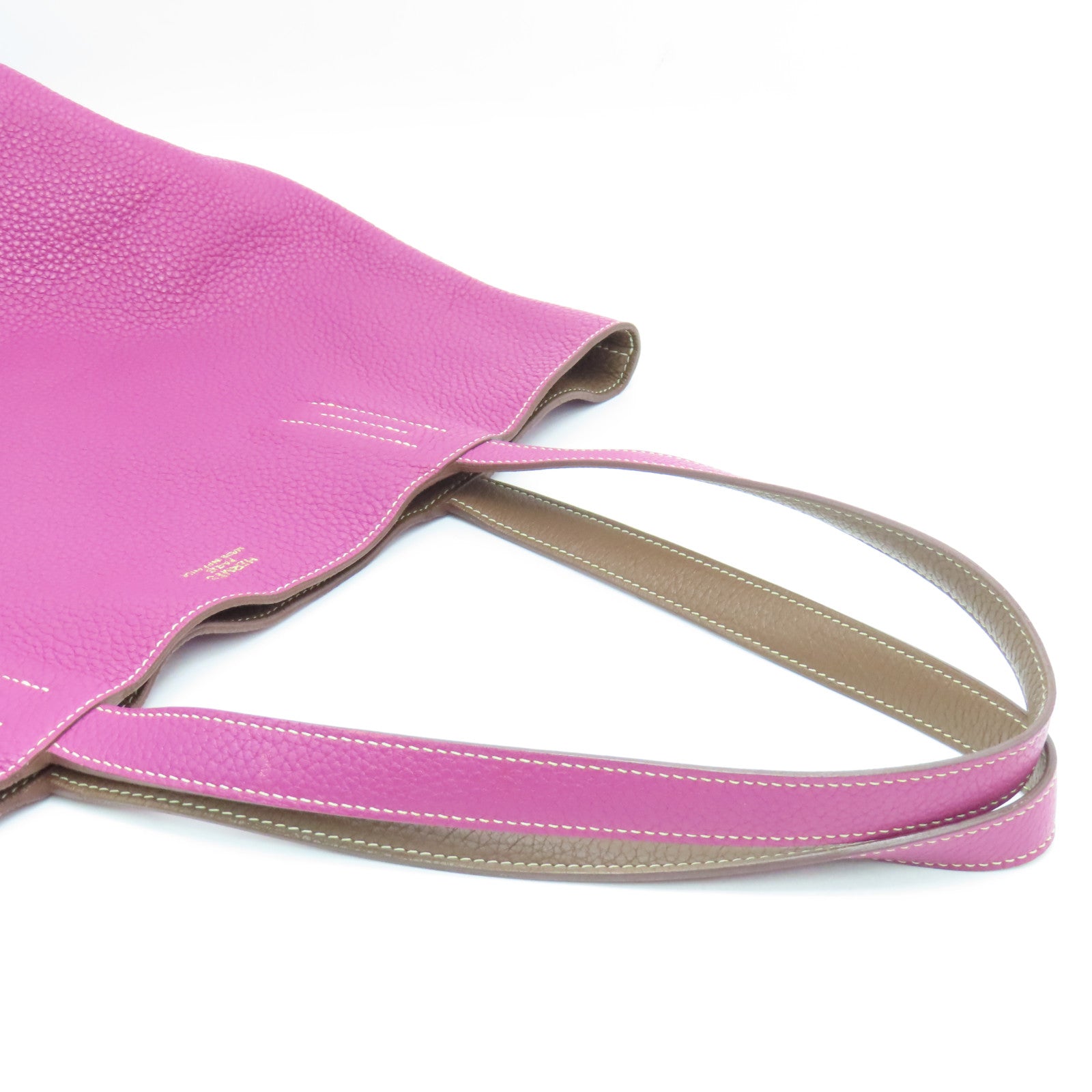 HERMES Clemence皮革Double Sens 45手挽袋Tosca Pink/Marron Fonce紫色/杏色