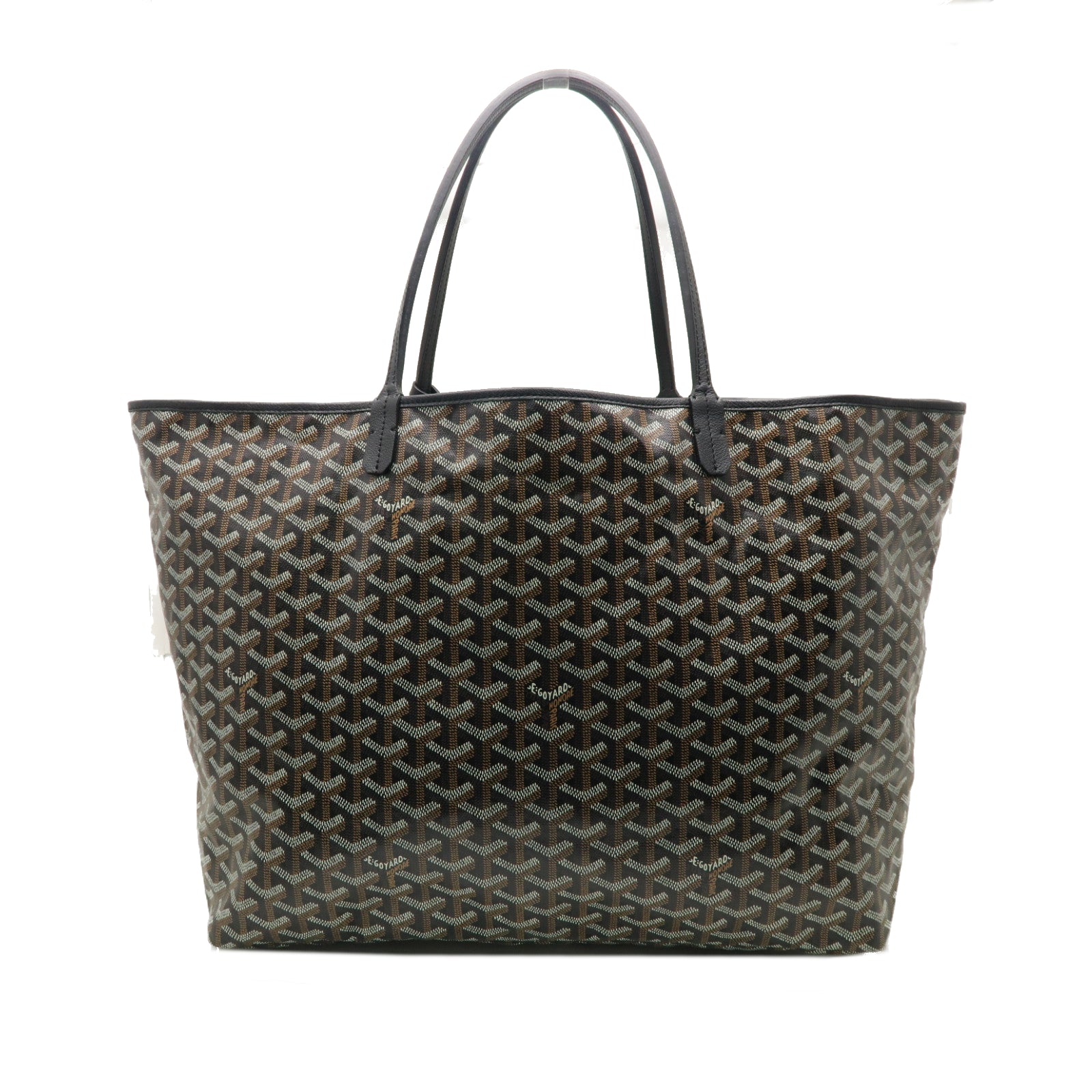 GOYARD 塗層帆布Saint Louis GM銀扣手挽袋黒色/棕色