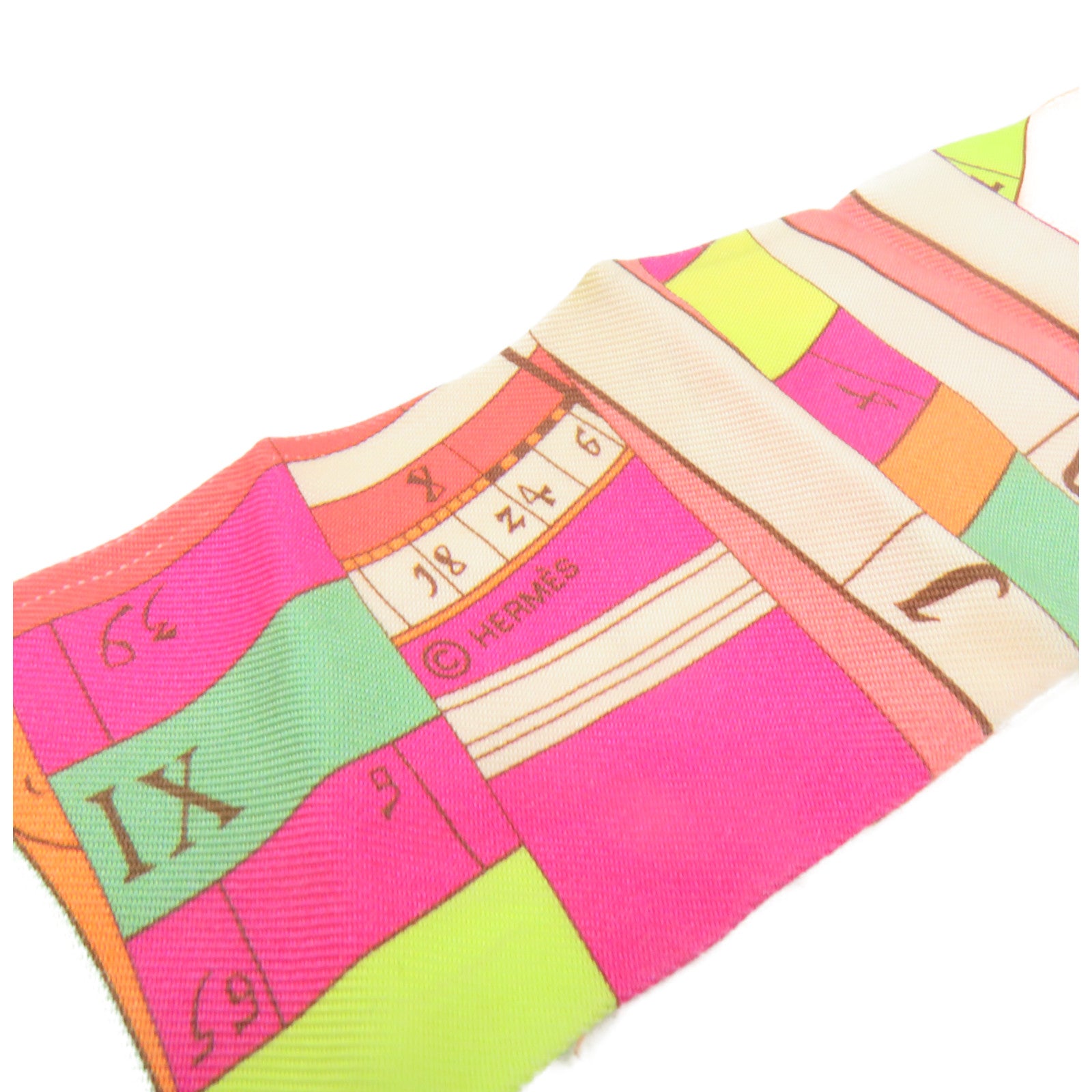 HERMES 絲質Twilly Scarf絲巾橙色/彩色