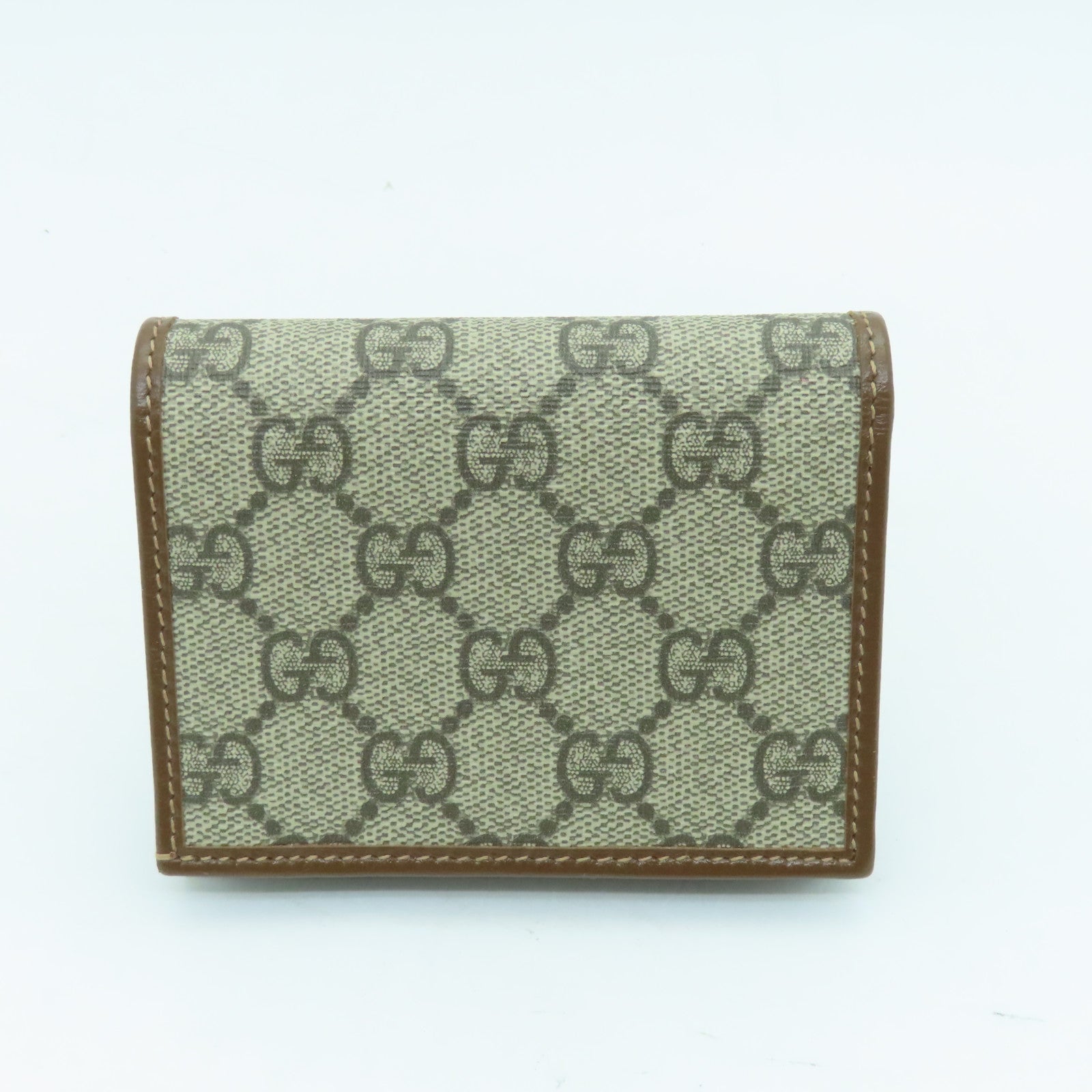 GUCCI Coated Canvas Horsebit 1955 Gold Buckle Wallet Brown
