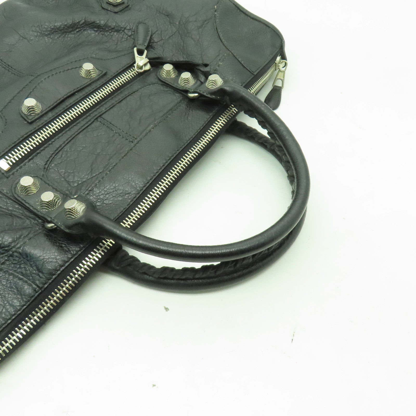 BALENCIAGA 牛皮皮革Shoulder bag銀扣肩背袋黑色
