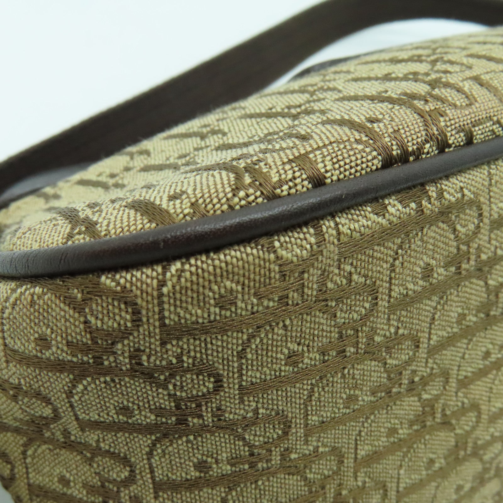 Dior canvas Handbag silver buckle handle bag brown