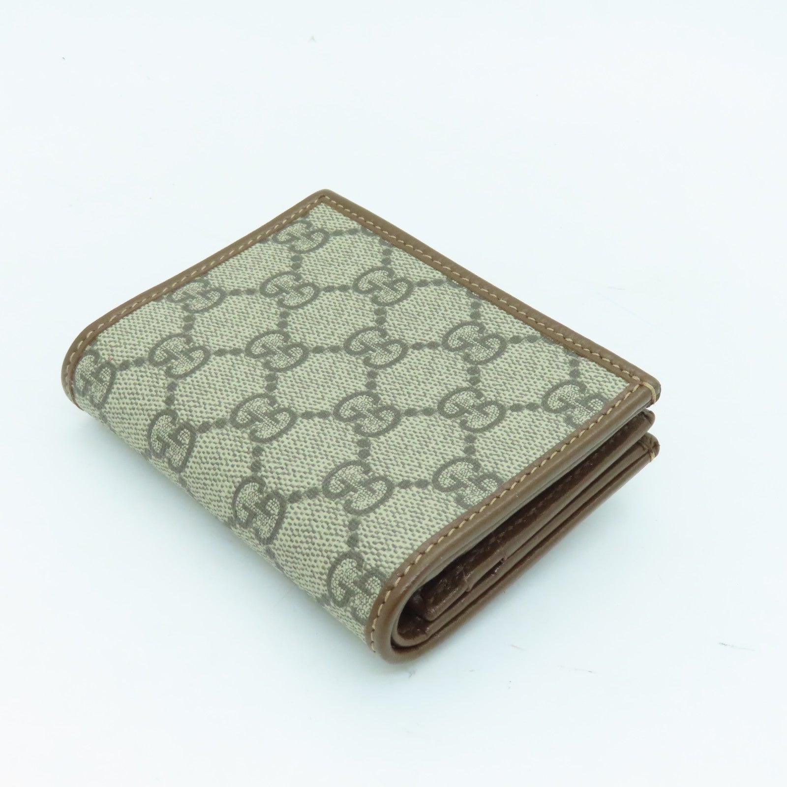 GUCCI Coated Canvas Horsebit 1955 Gold Buckle Wallet Brown