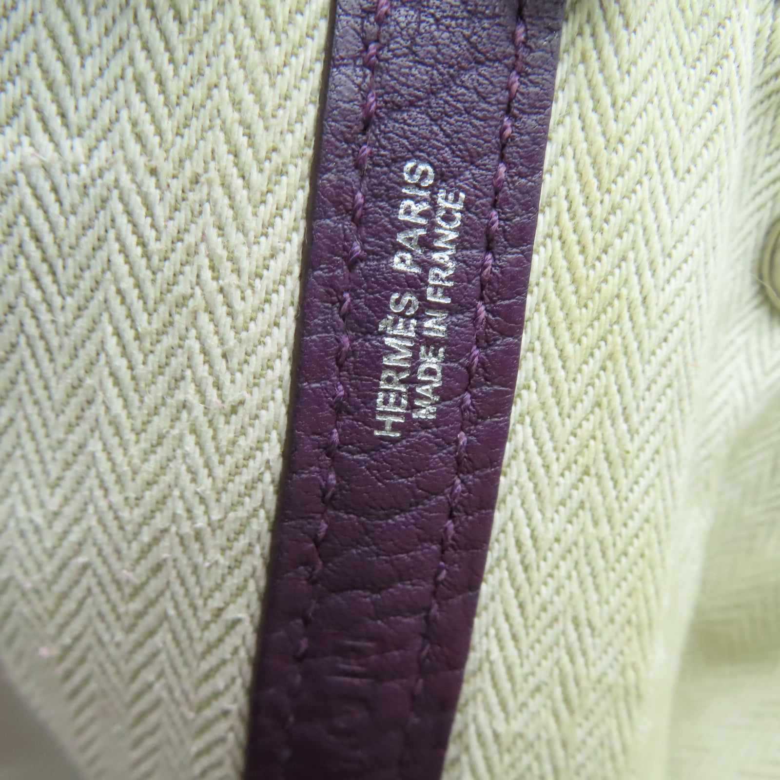 HERMES Clemence皮革GardenParty PM銀扣手挽袋暗紫色